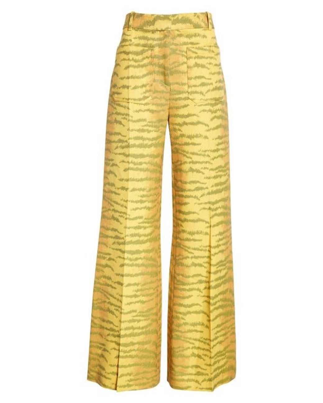 Victoria Beckham Alina Tiger Stripe Wool Blend Wide Leg