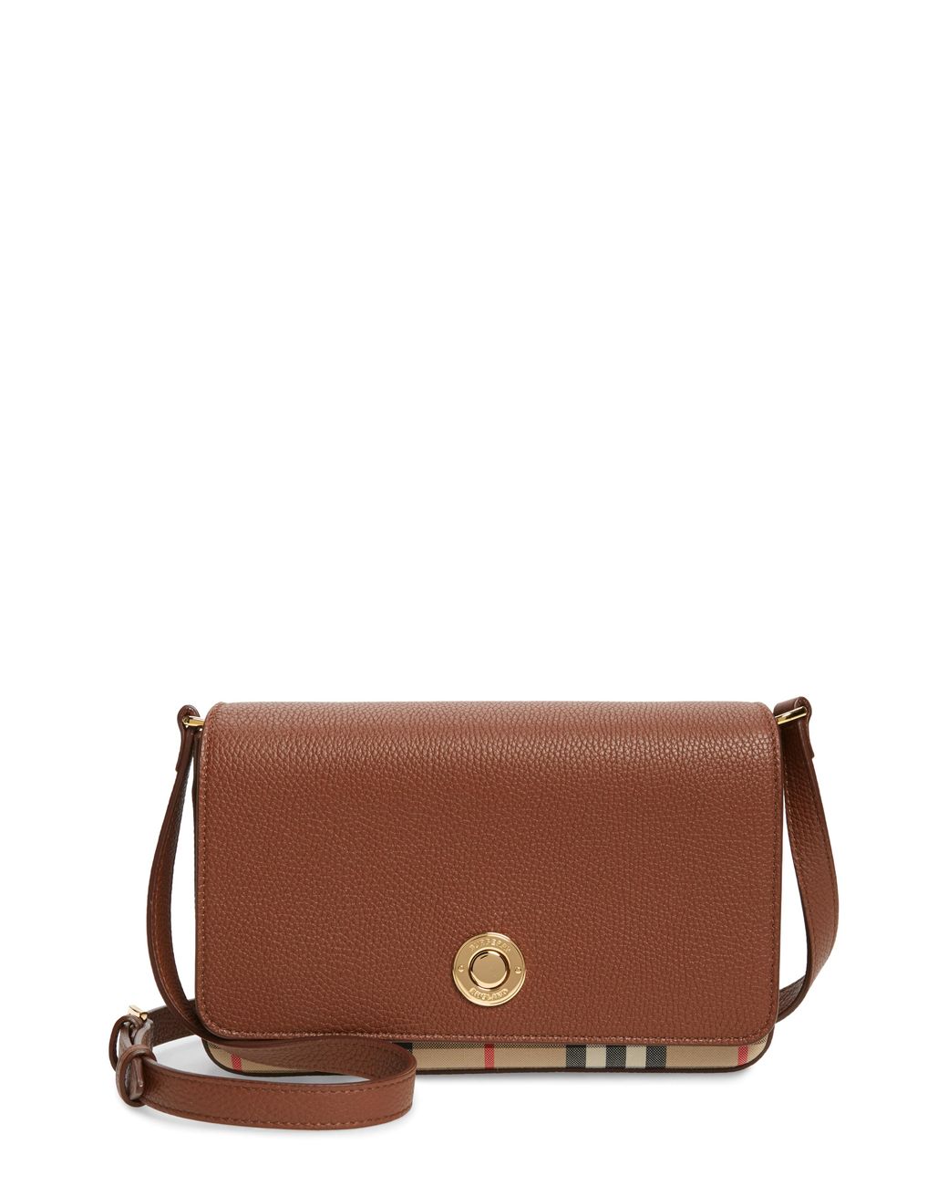 Burberry Hampshire House Check & Leather Crossbody Bag in Brown Lyst