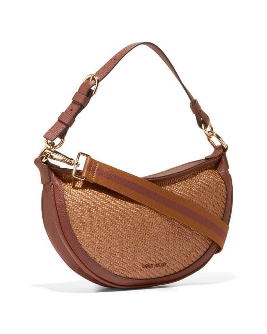 Cole Haan Elizabeth Raffia & Leather Crossbody Bag in Brown