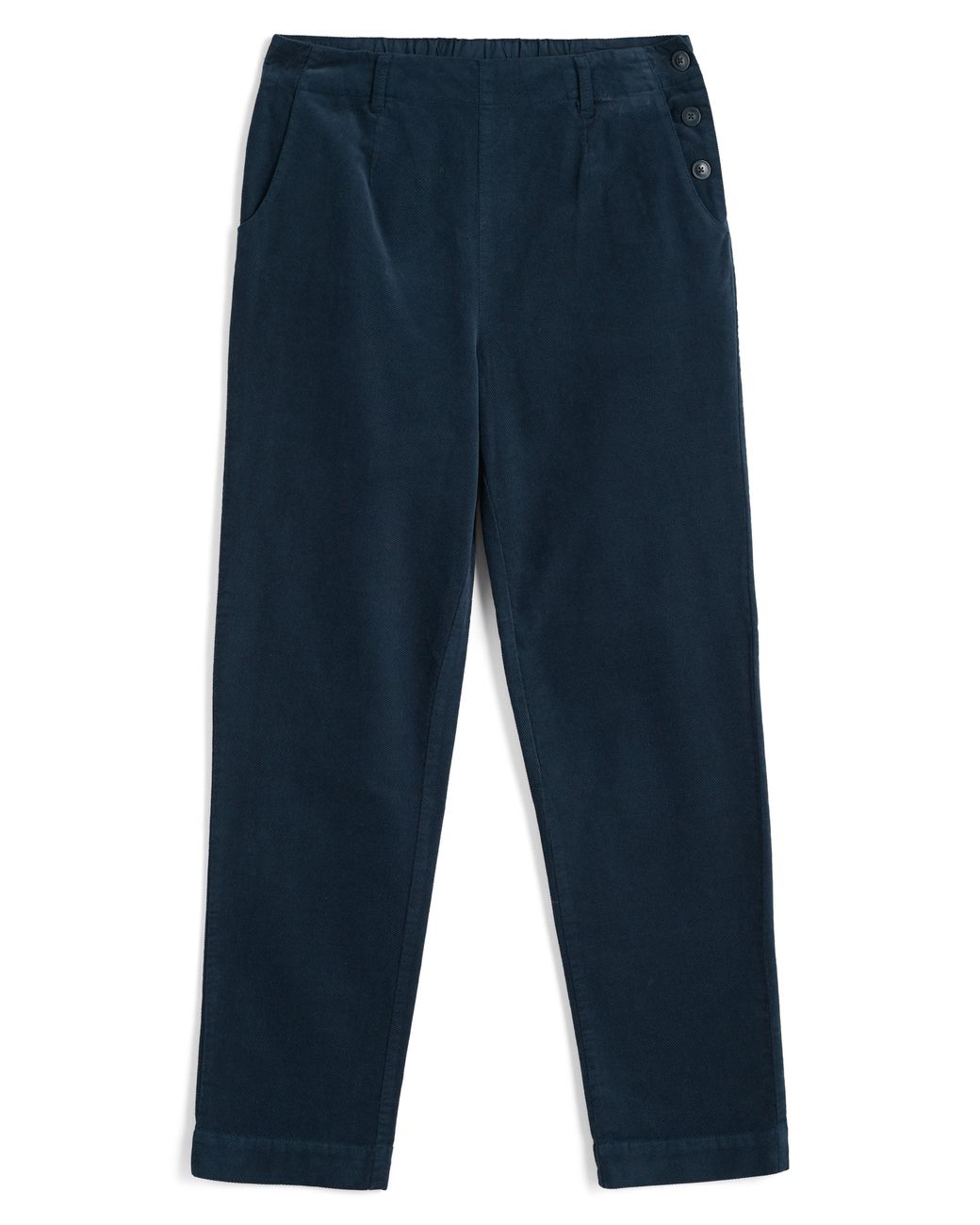 Seasalt Cornwall Blue Crackington Sailor Button Crop Pull-On Pants