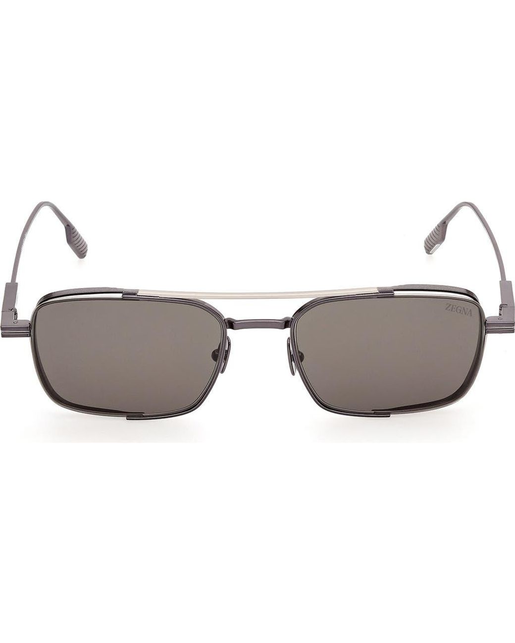 Zegna Gray 54Mm Rectangular Sunglasses for men
