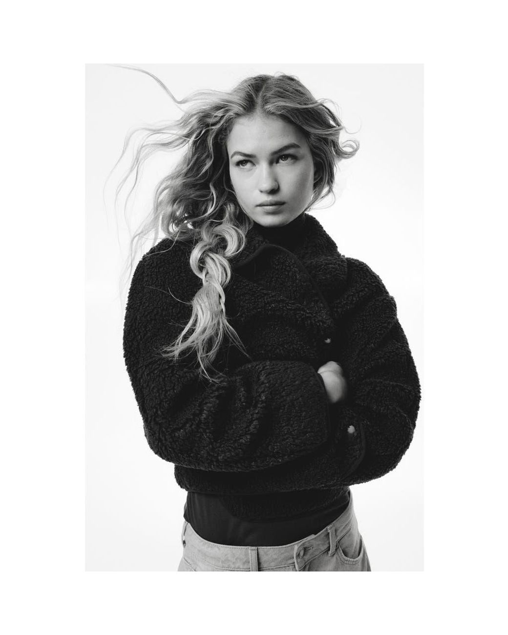 H&M Black Collared Teddy Jacket