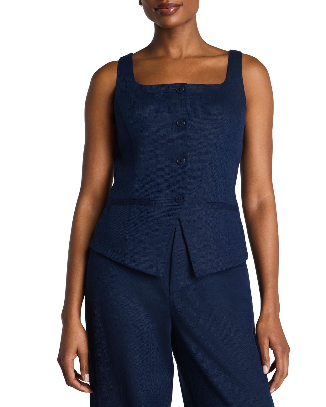 Spanx Blue Button-Down Vest