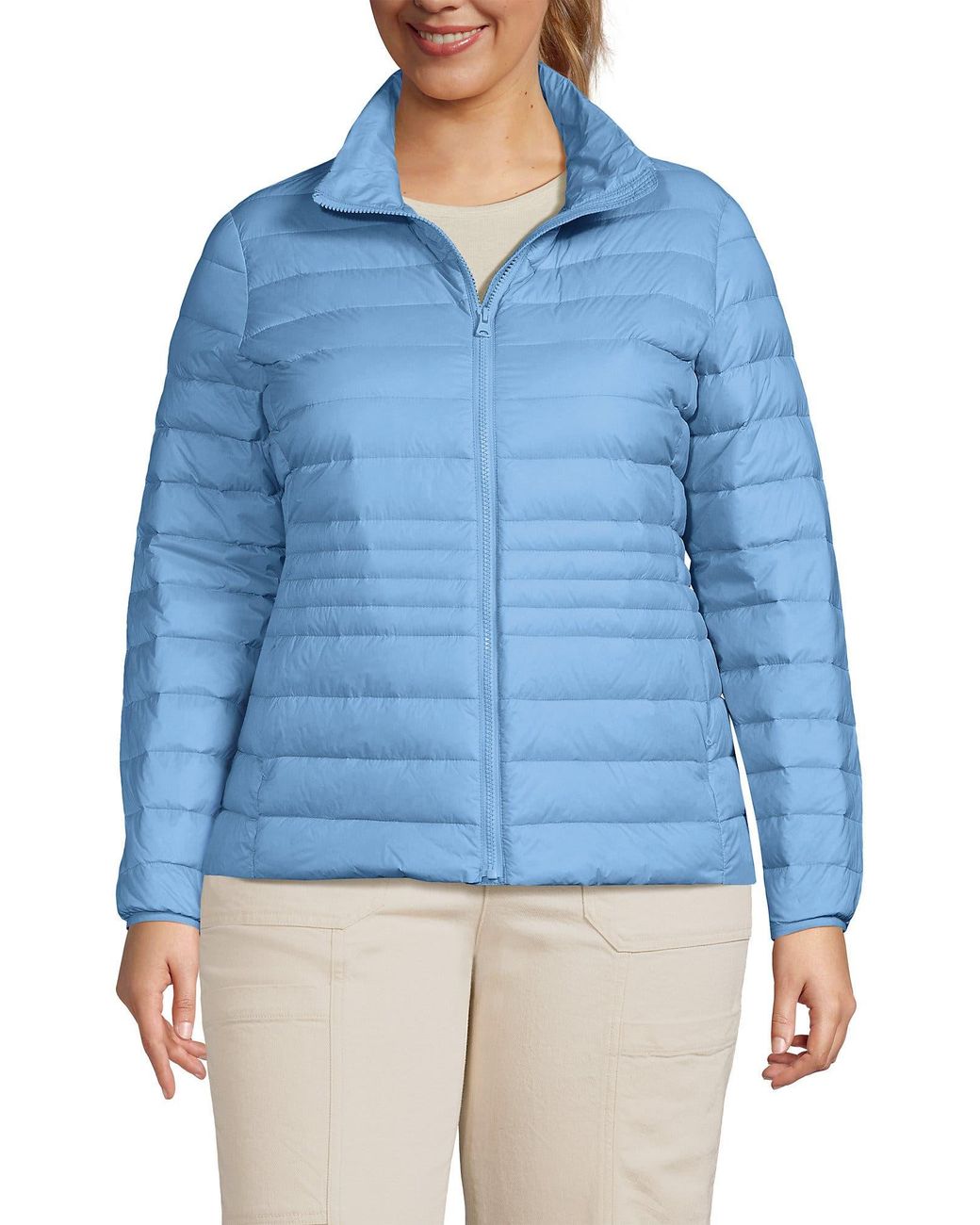 Lands' End Blue Plus Size Wanderweight Packable Down Jacket