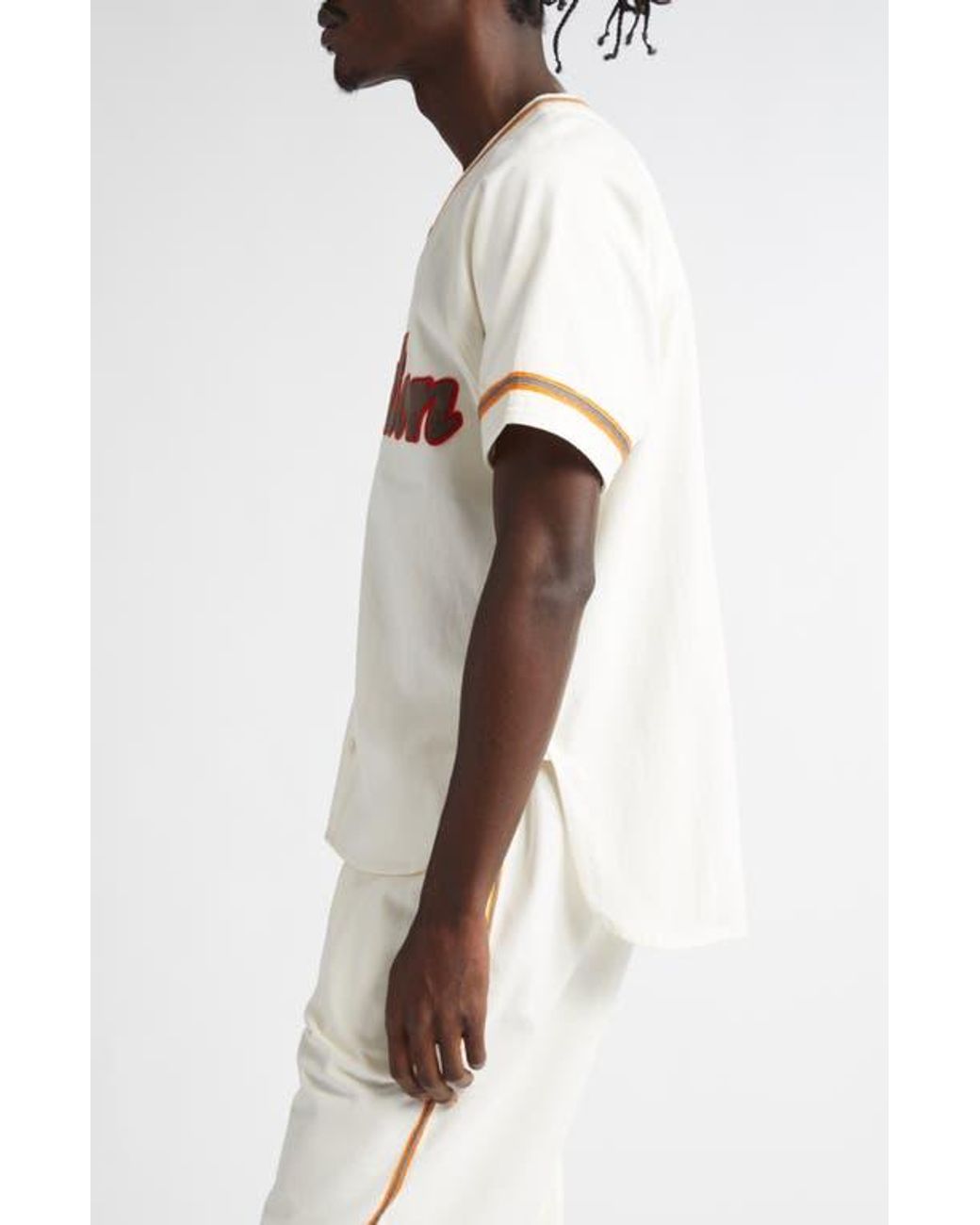 Bode White Baseball Button-Up Shirt for men