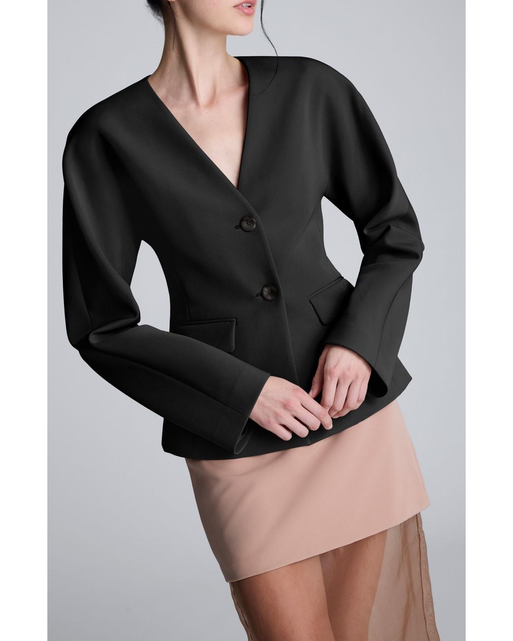 Kenneth Cole Black V-Neck Blazer