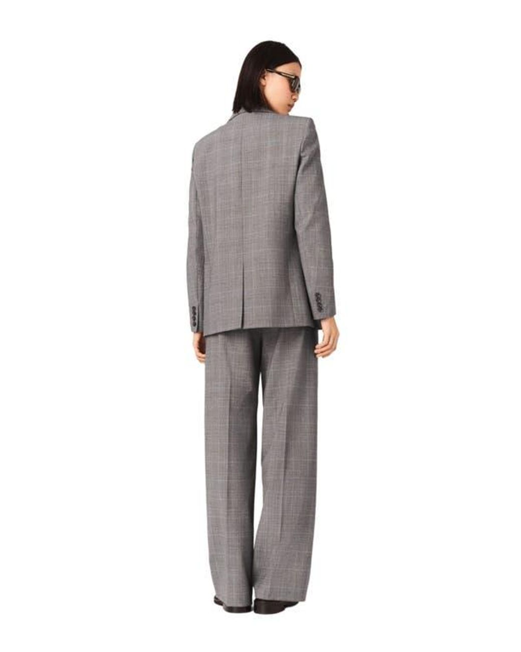 Maje Gray Checked Suit Jacket