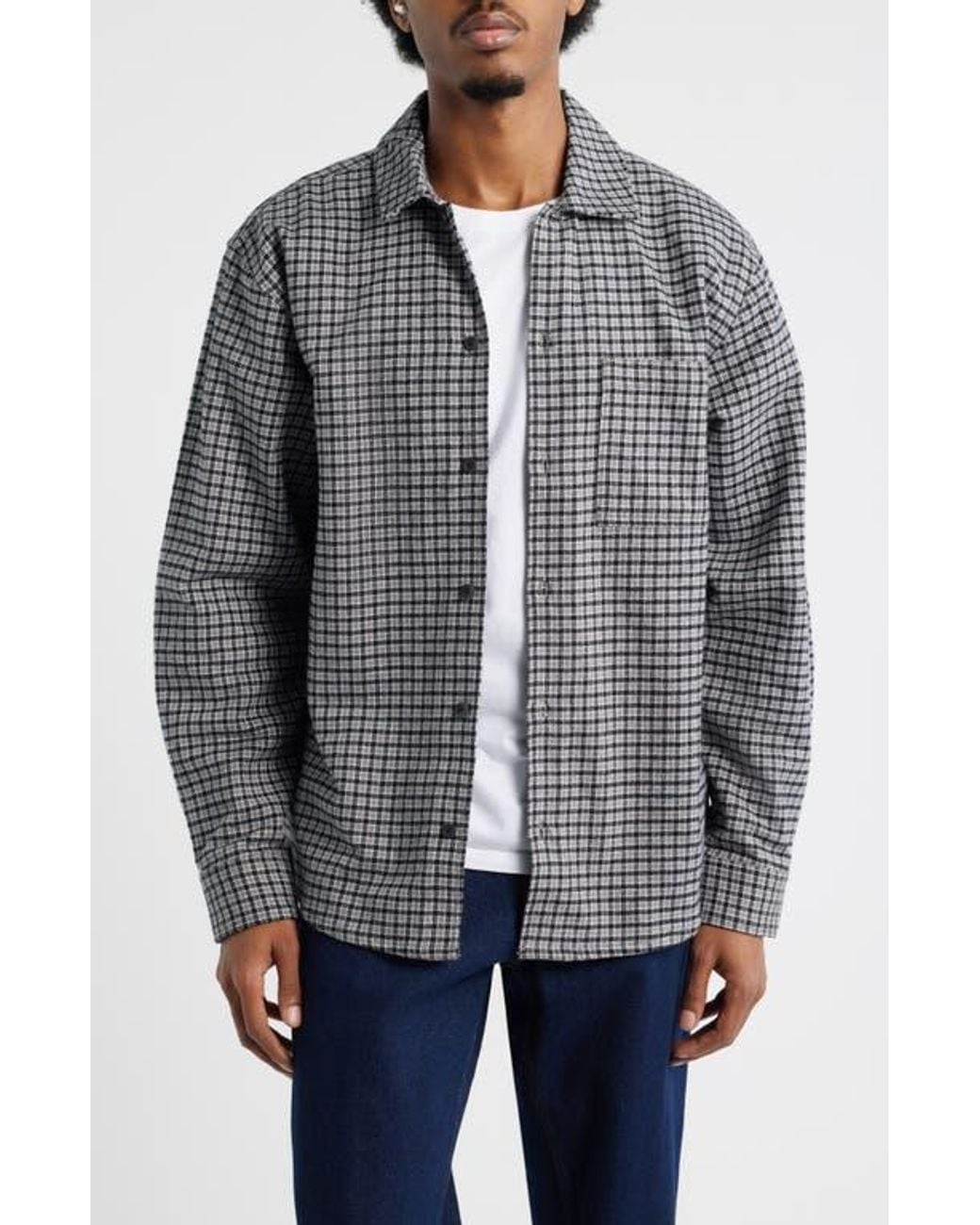 Dickies Gray Hendersonville Classic Fit Check Brushed Cotton Button-Up Shirt for men