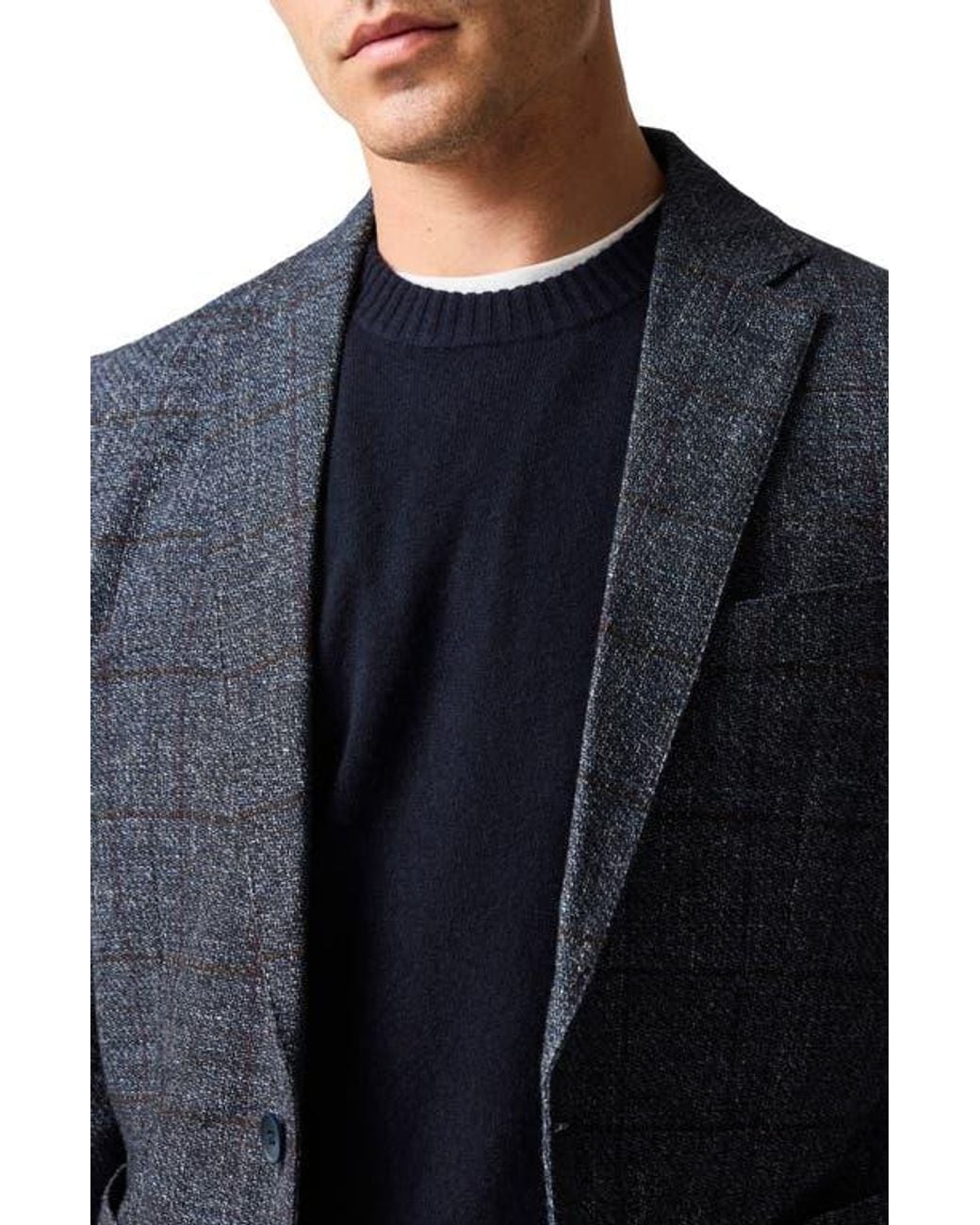 Rodd & Gunn Blue Selwyn Island Windowpane Check Wool & Cotton Blend Sport Coat for men