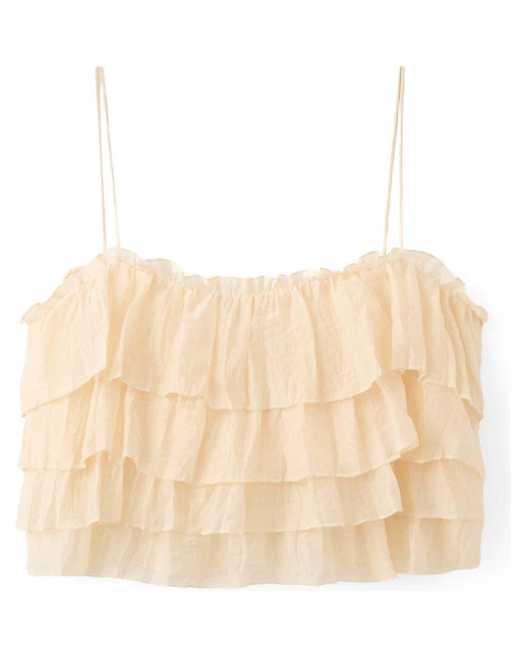 Mango Natural Layered Ruffle Crop Camisole