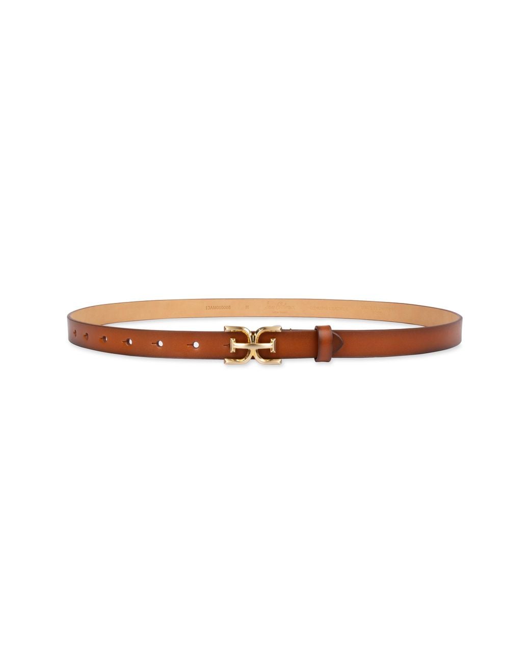 Sam Edelman Brown Double E Logo Slim Leather Belt