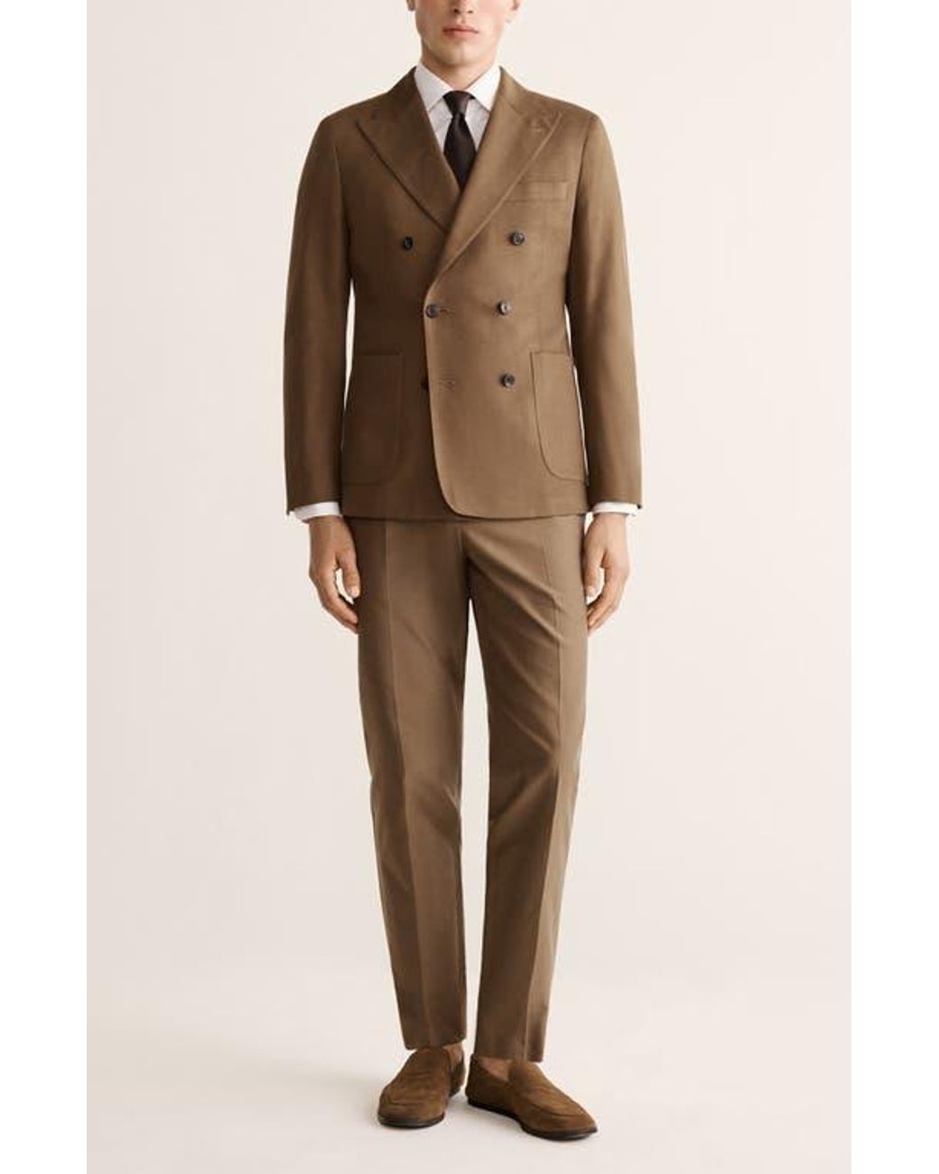 Mango Brown Double Breasted Slim Fit Jacket for men