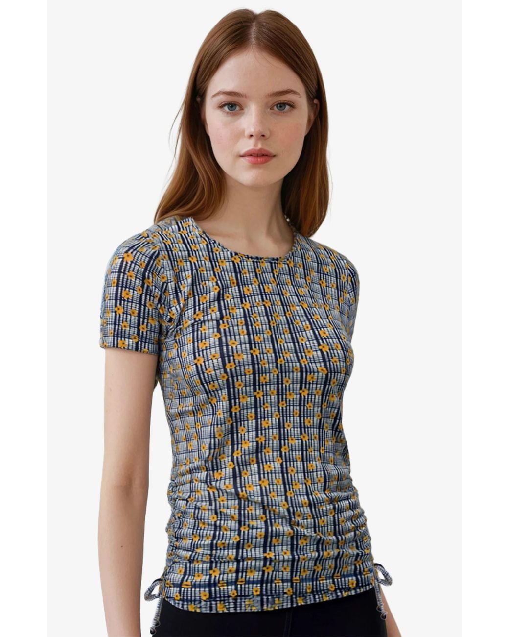 Calypsa Gray Short Sleeve Adele Swim Top