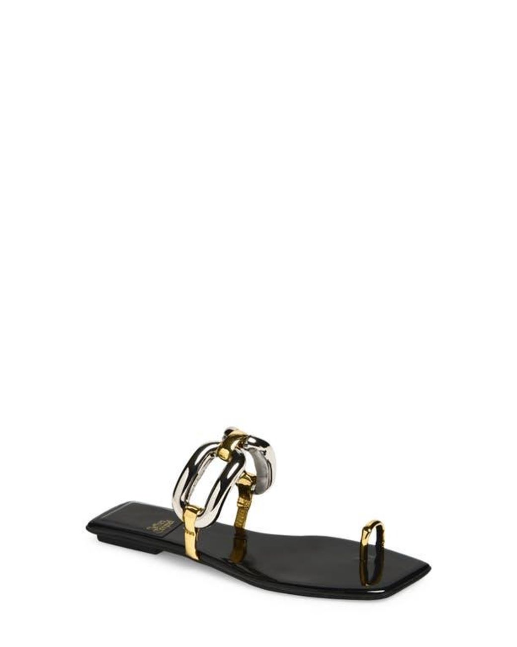 Jeffrey Campbell Black Guilded-2 Toe Loop Sandal
