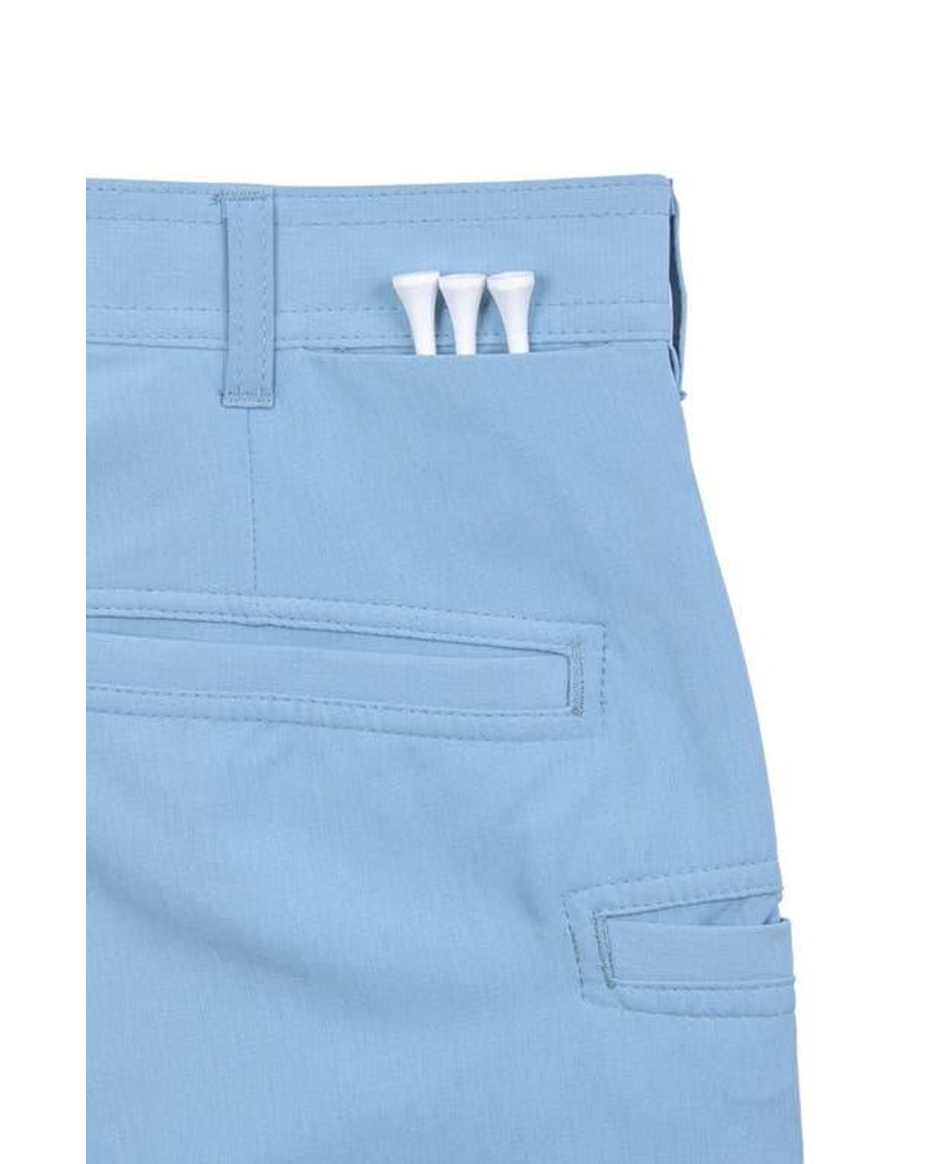 Con.struct Blue Regular Fit Solid Recycled Performance Flat Front Golf Shorts for men