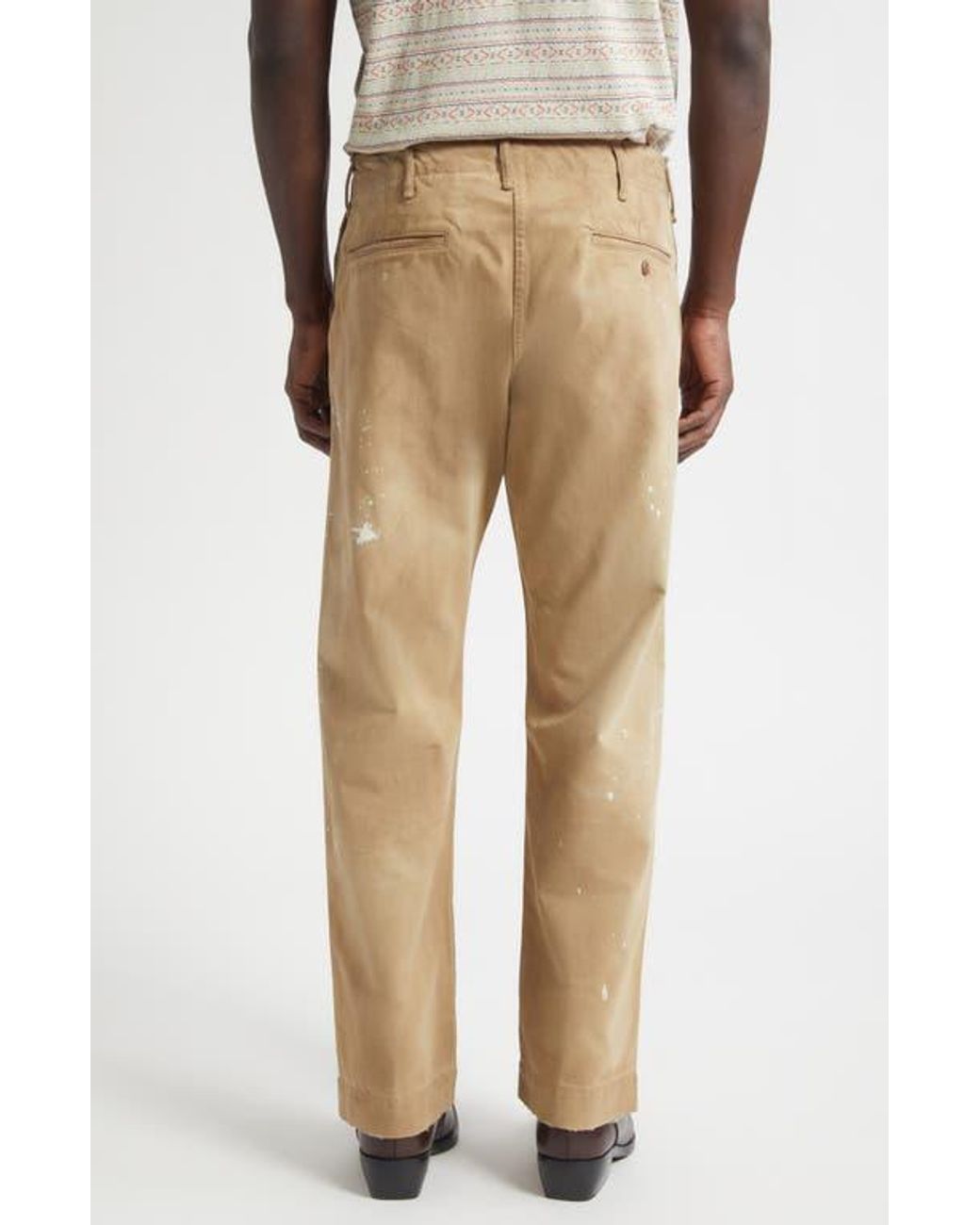 Ralph Lauren Distressed Paint Splatter Field Chinos in Natural for