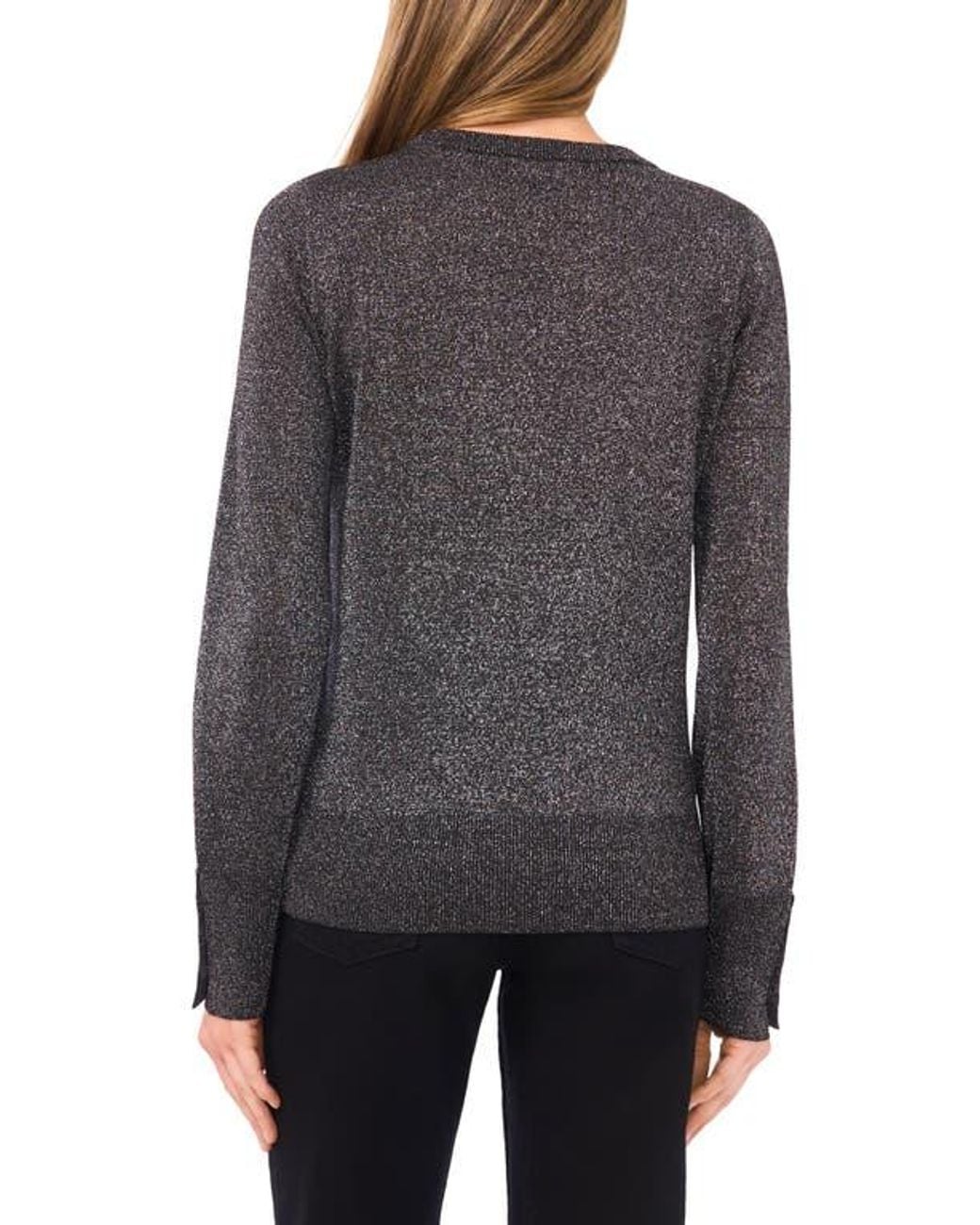 Halogen® Gray Rhinestone Button Sweater