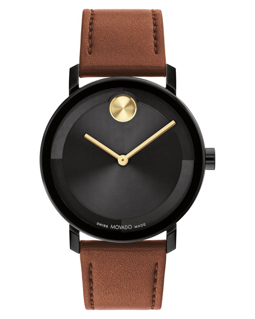 Movado Black Bold Evolution 2.0 Leather Strap Watch, 40Mm for men