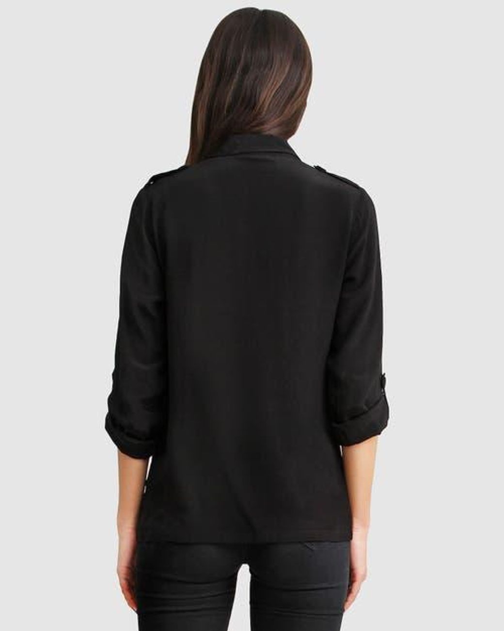 Belle & Bloom Black Eclipse Rolled Sleeve Blouse