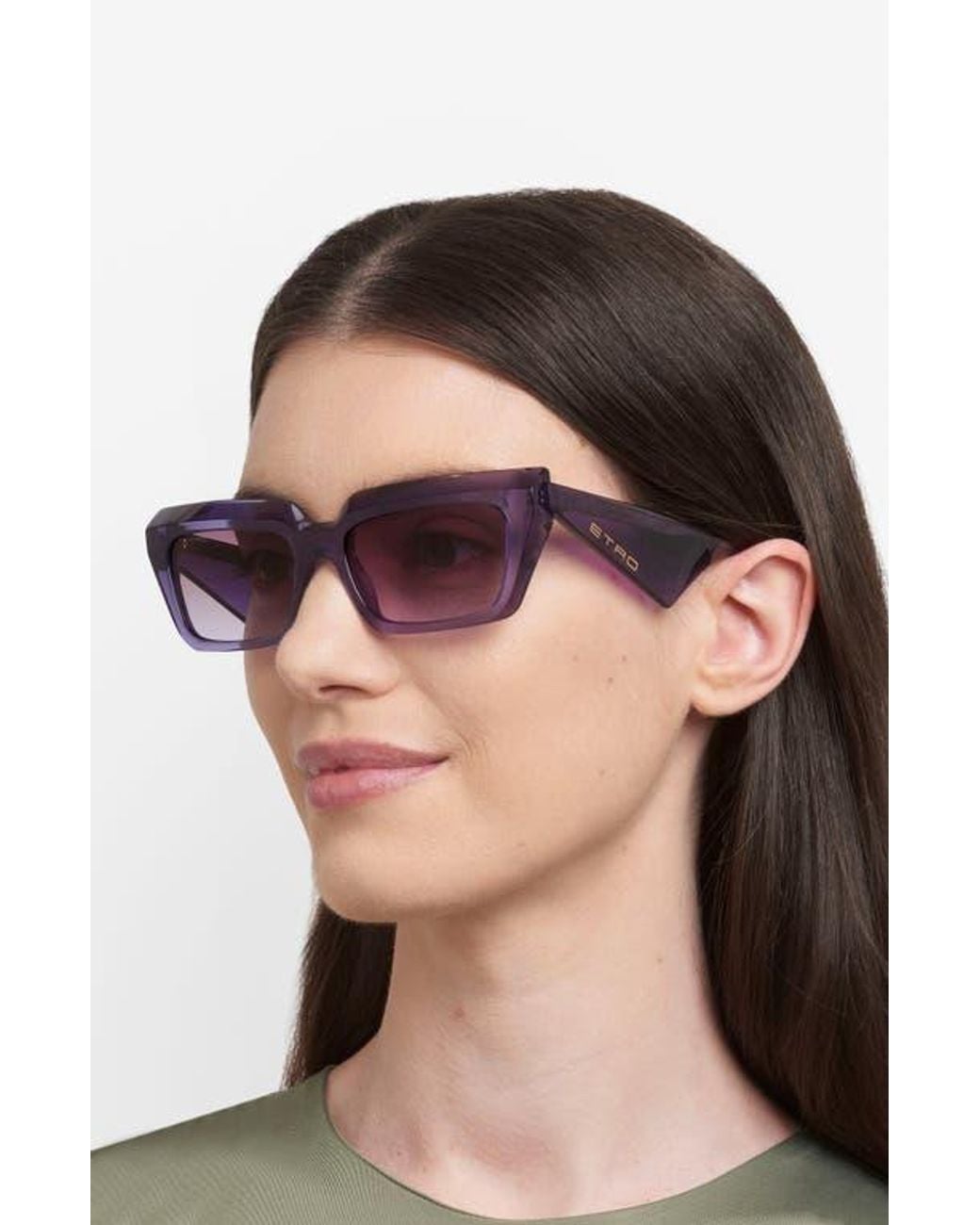 Etro Purple 55Mm Rectangular Sunglasses