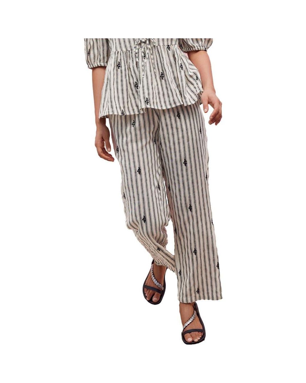 Next Gray Embroidered Cotton Blend Drawstring Pants