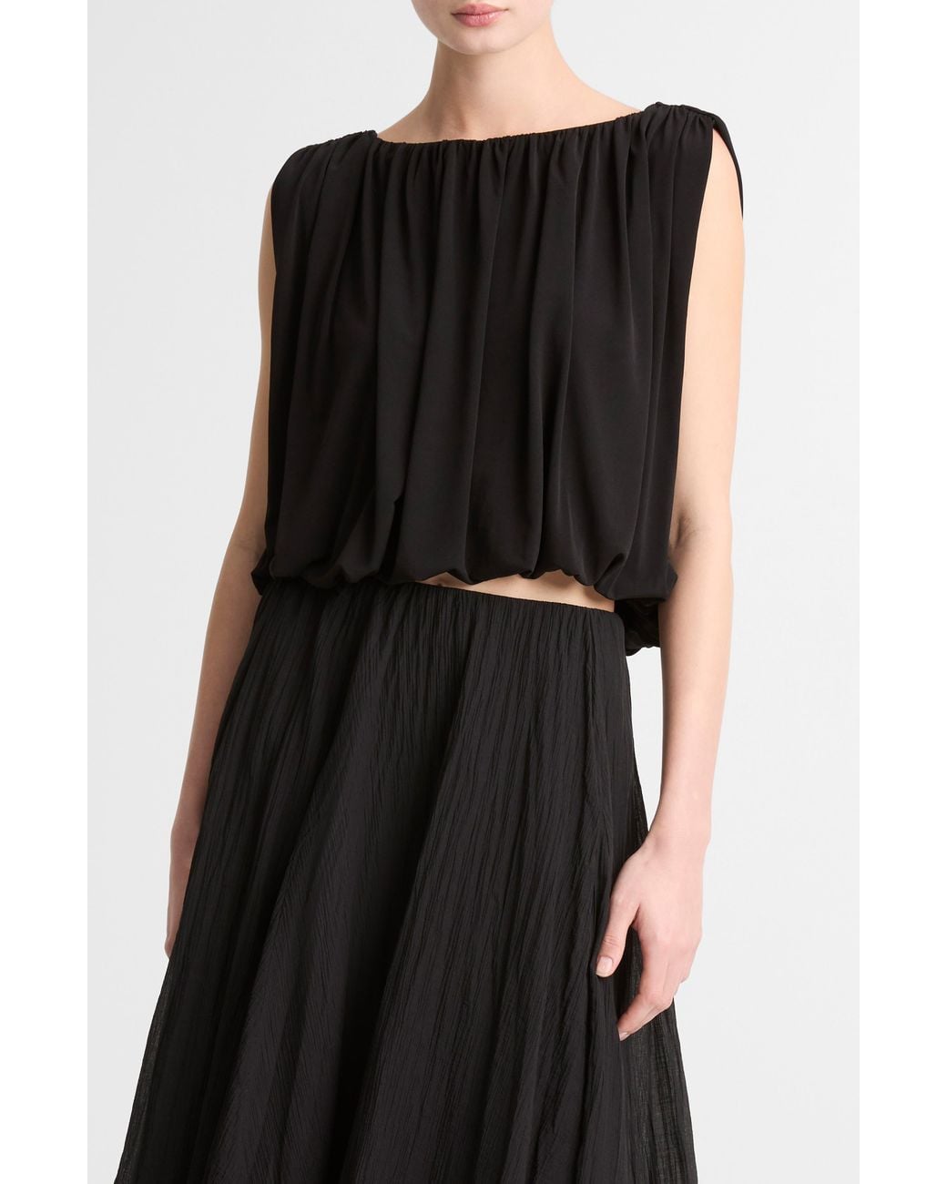 Vince Black Sleeveless Bubble Hem Top