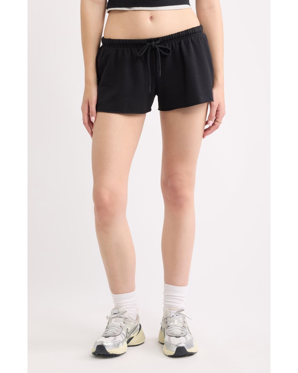 BP. Black Narrow Drawstring Sweat Shorts