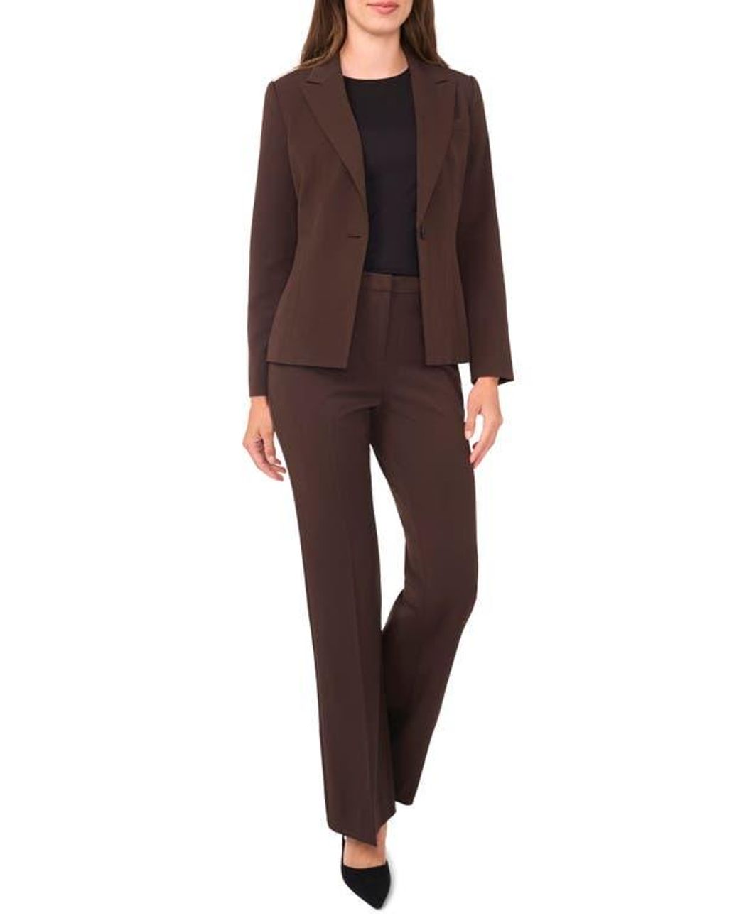 Halogen® Brown Clean One-Button Blazer