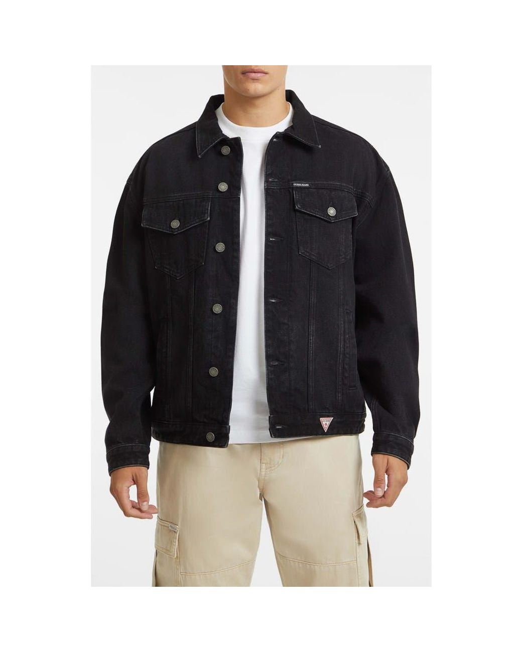 Guess Black Oversize Denim Trucker Jacket for men