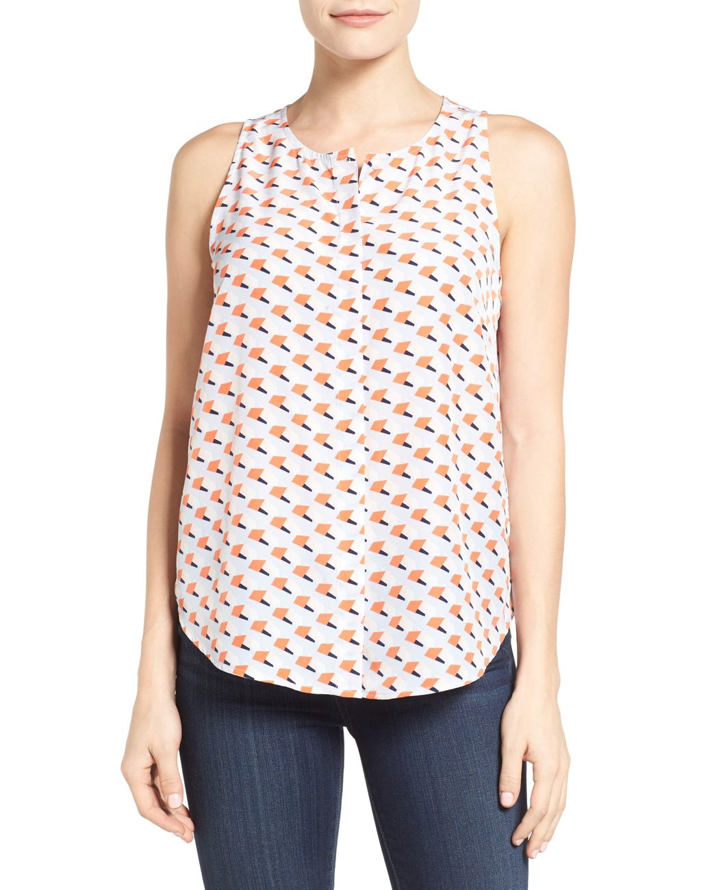 Halogen® Red Halogen Button Front Print Tank