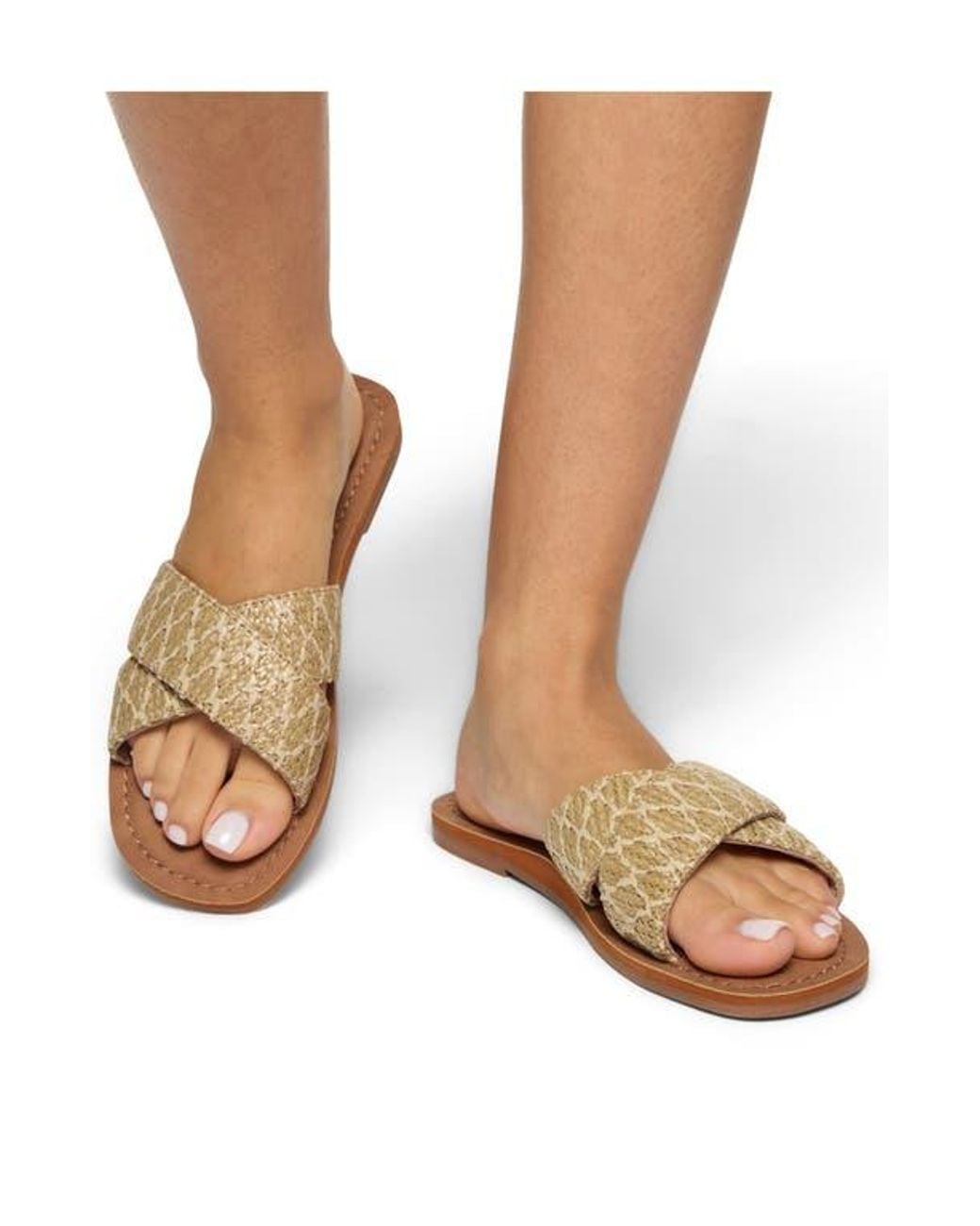 Roxy Brown Andreya Raffia Slide Sandal