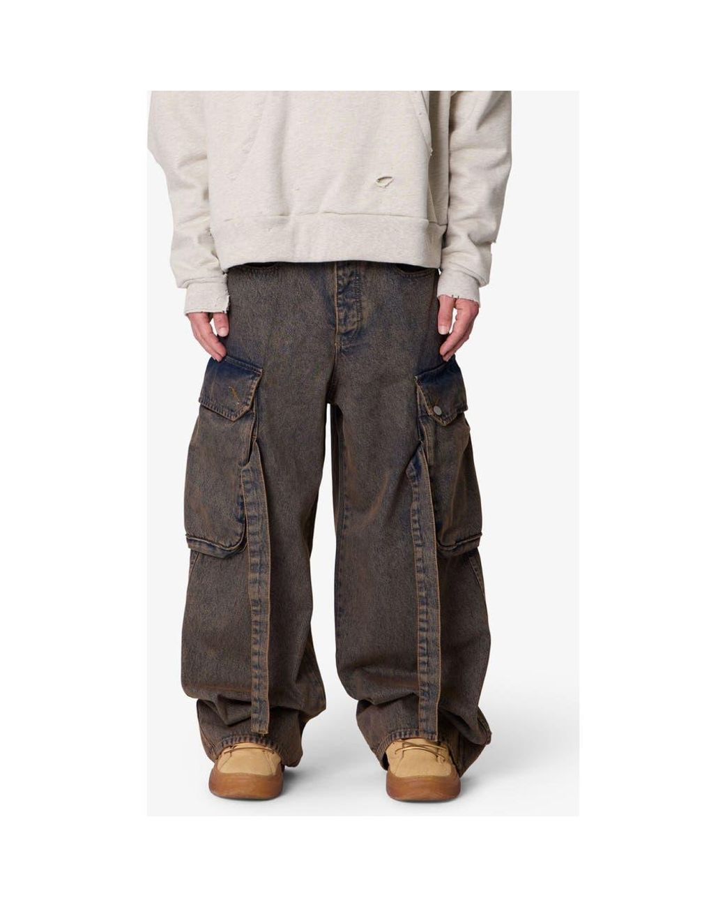 MNML Gray Washed Cargo Jeans for men