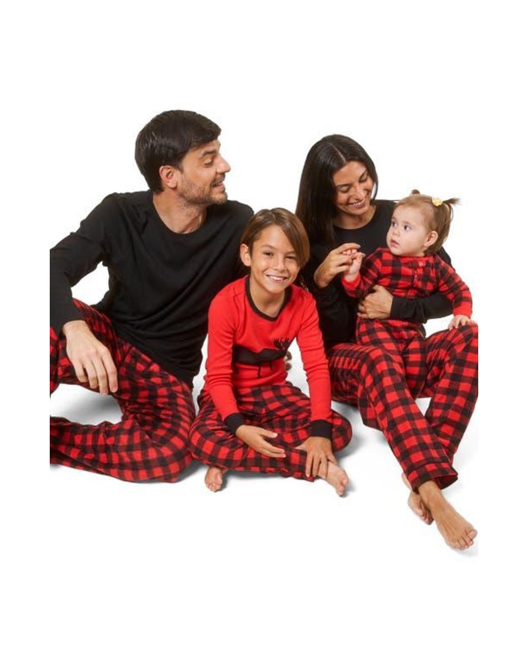 Leveret Red Cotton Top & Fleece Pants Printed Matching Family Holiday Pajama Set for men