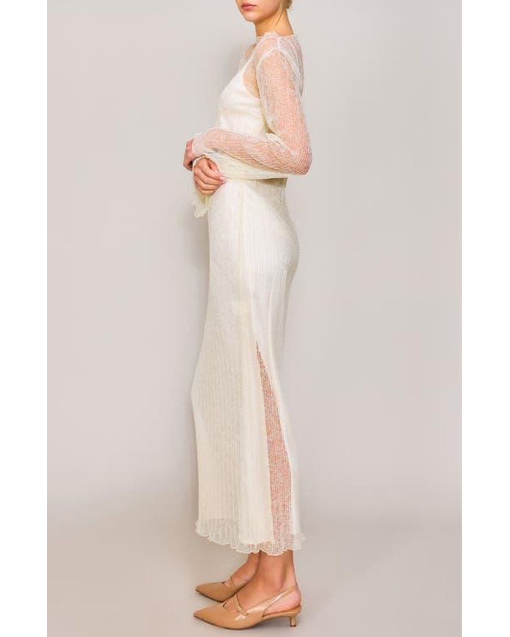 MELLODAY Lace Overlay Long Sleeve Maxi Cocktail Dress in Pink | Lyst MELLODAY Lace Overlay Long Sleeve Maxi Cocktail Dress in Pink | Lyst