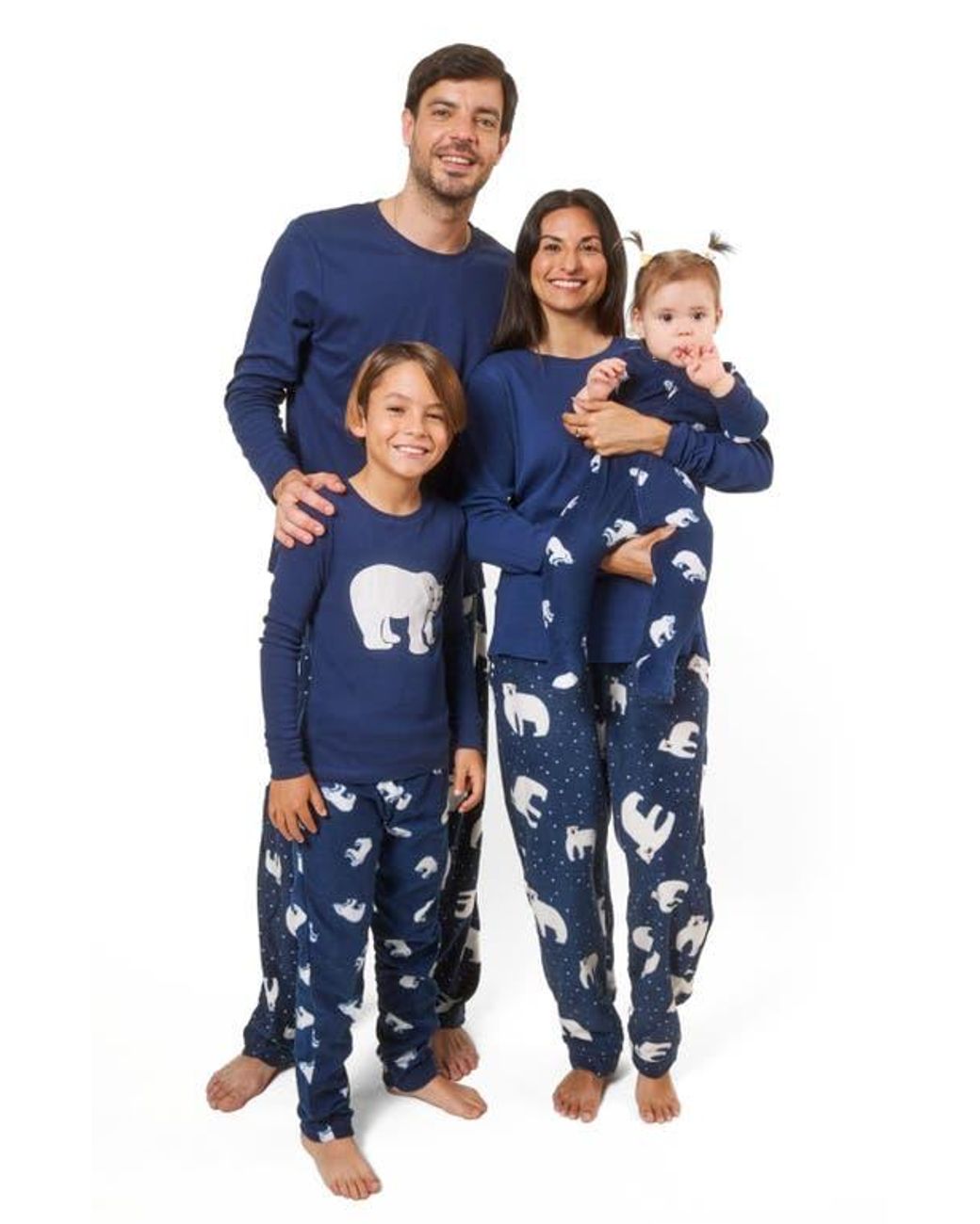 Leveret Blue Cotton Top & Fleece Pants Printed Matching Family Holiday Pajama Set for men