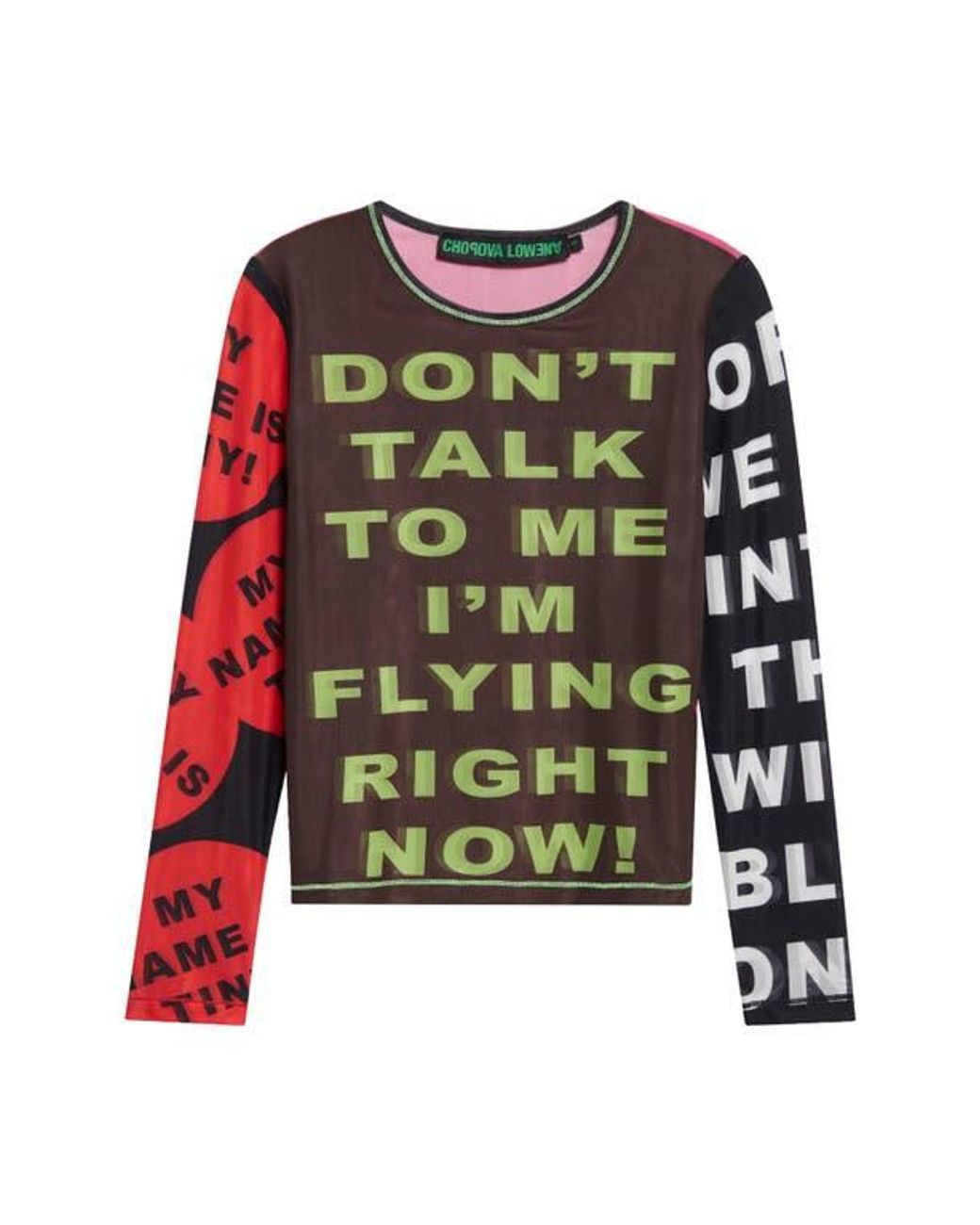Chopova Lowena Don'T Talk To Me Long Sleeve Mesh Top | Lyst
