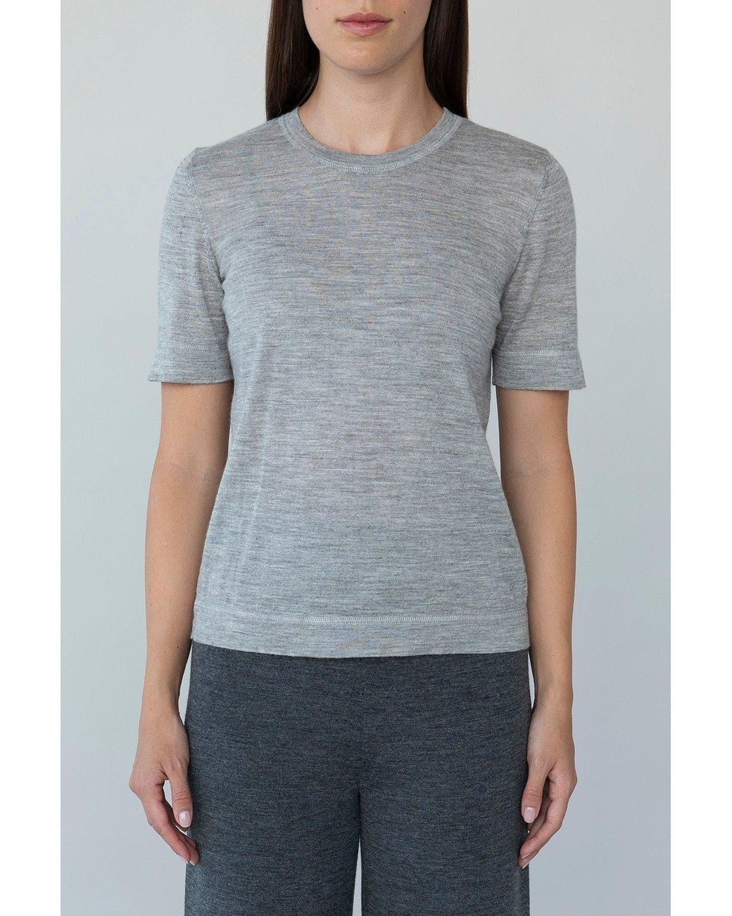 SSKEIN Gray Crew Neck Sweater Tee