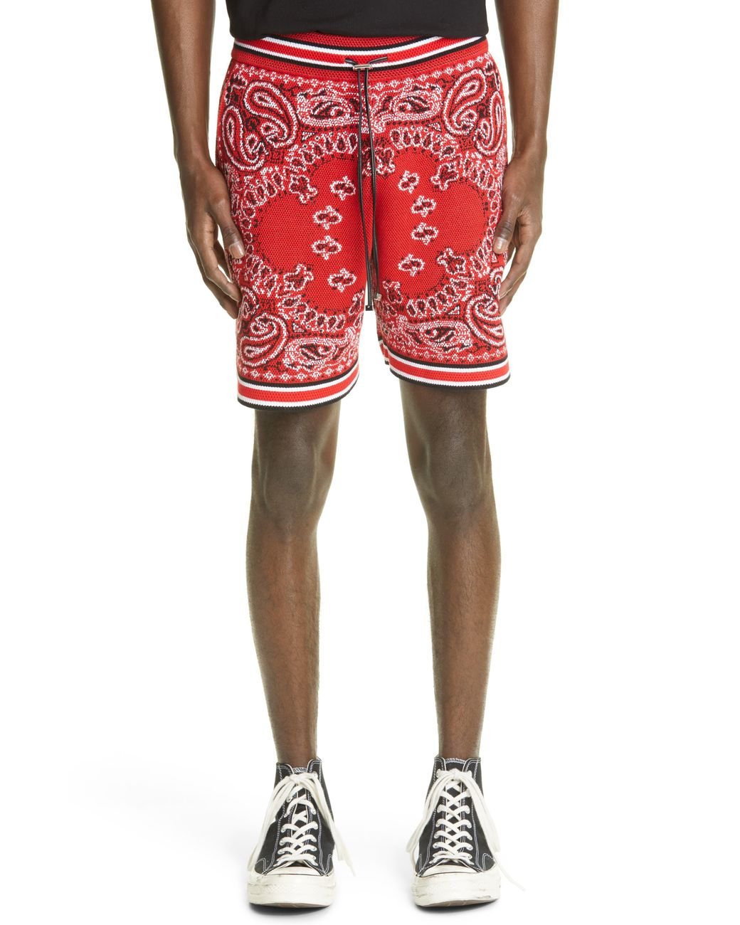 Amiri Leather Bandana Crochet Basketball Shorts in Red for Men Lyst