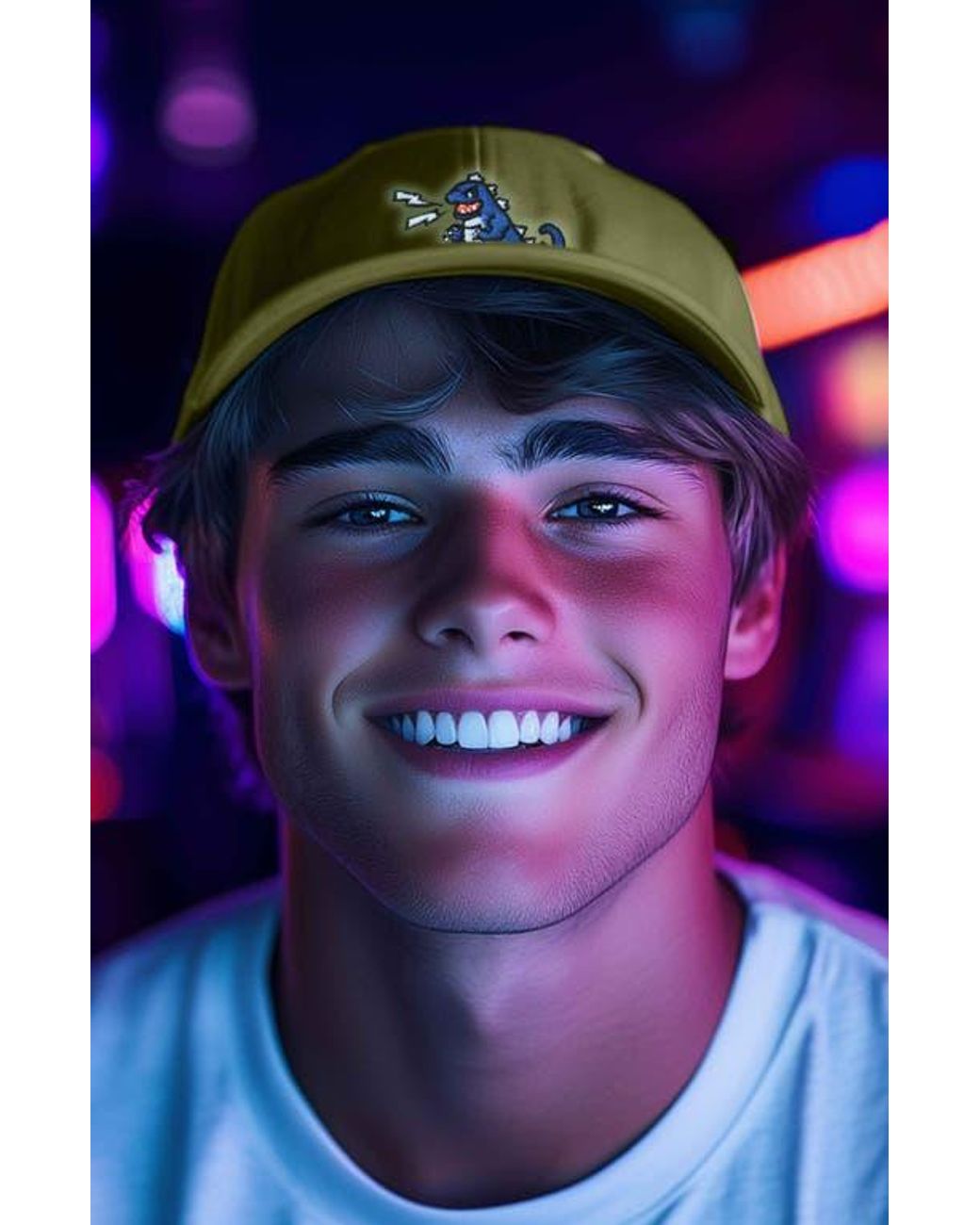 Alix Yellow Big Lizard Cap for men