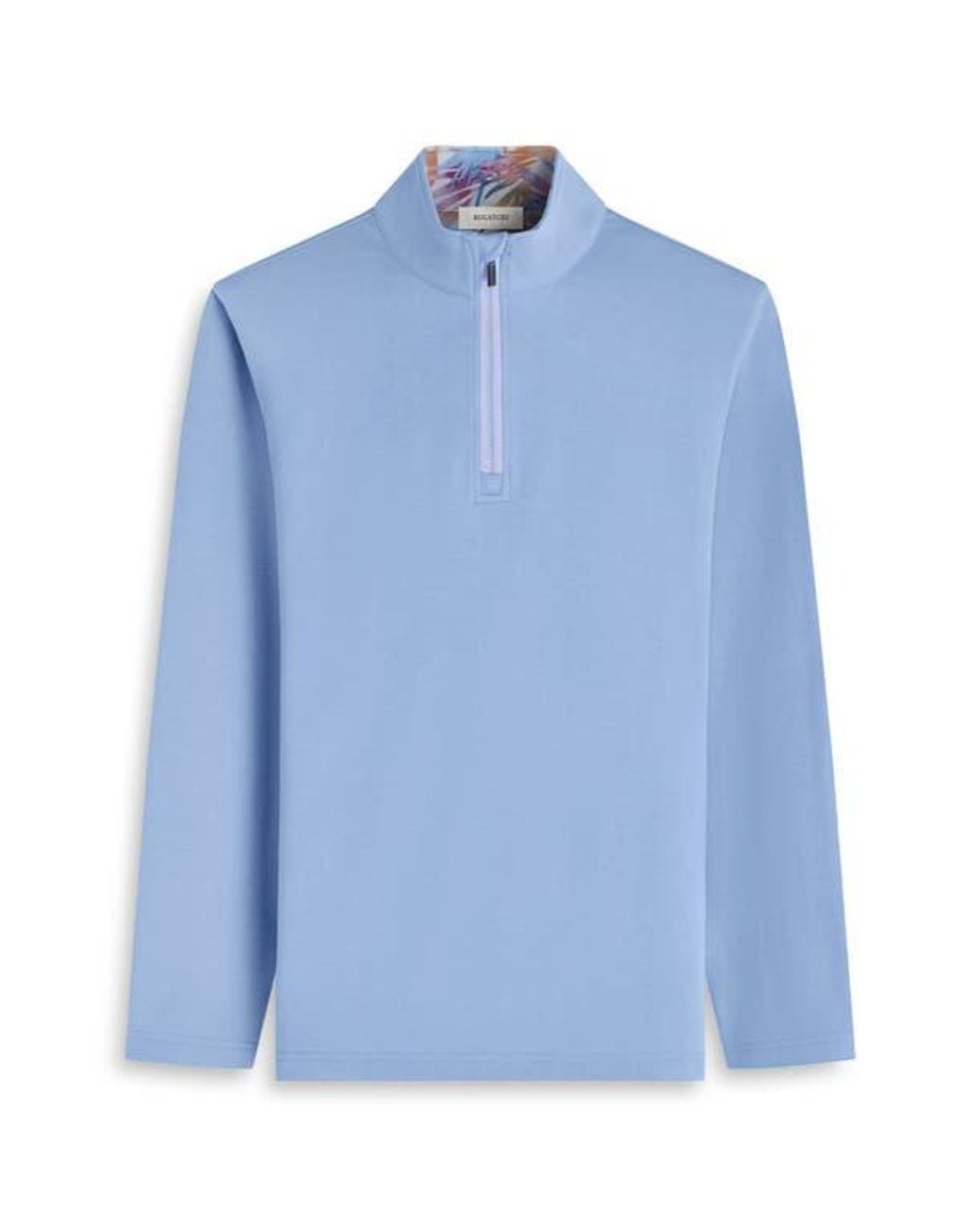 Bugatchi Blue Solid Quarter Zip Pullover for men