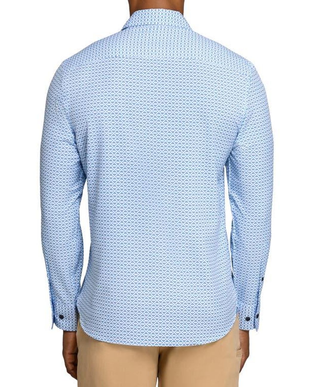 Con.struct Blue Square Geo Woven Long Sleeve Basic for men