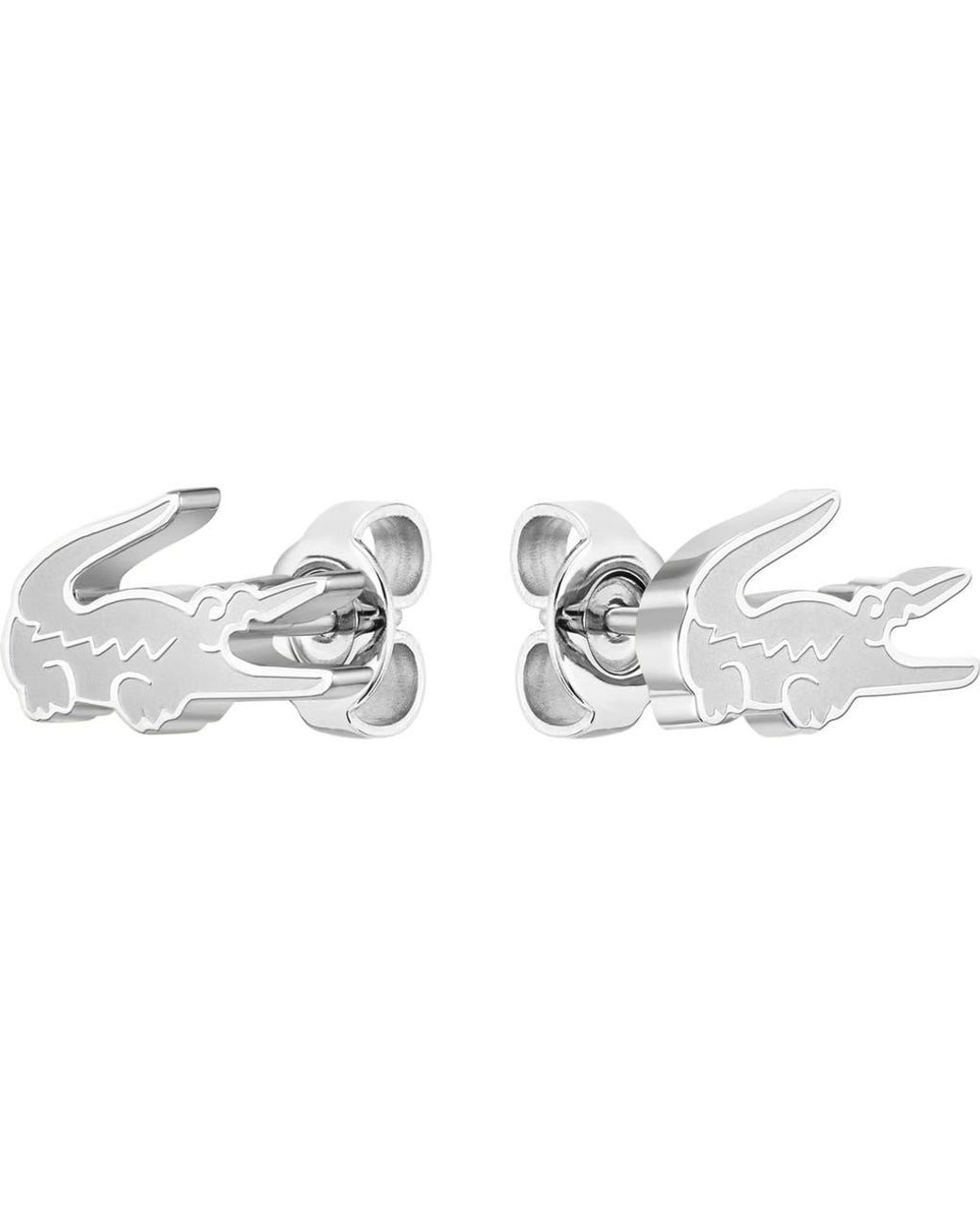 Lacoste Metallic Crocodile Stud Earrings