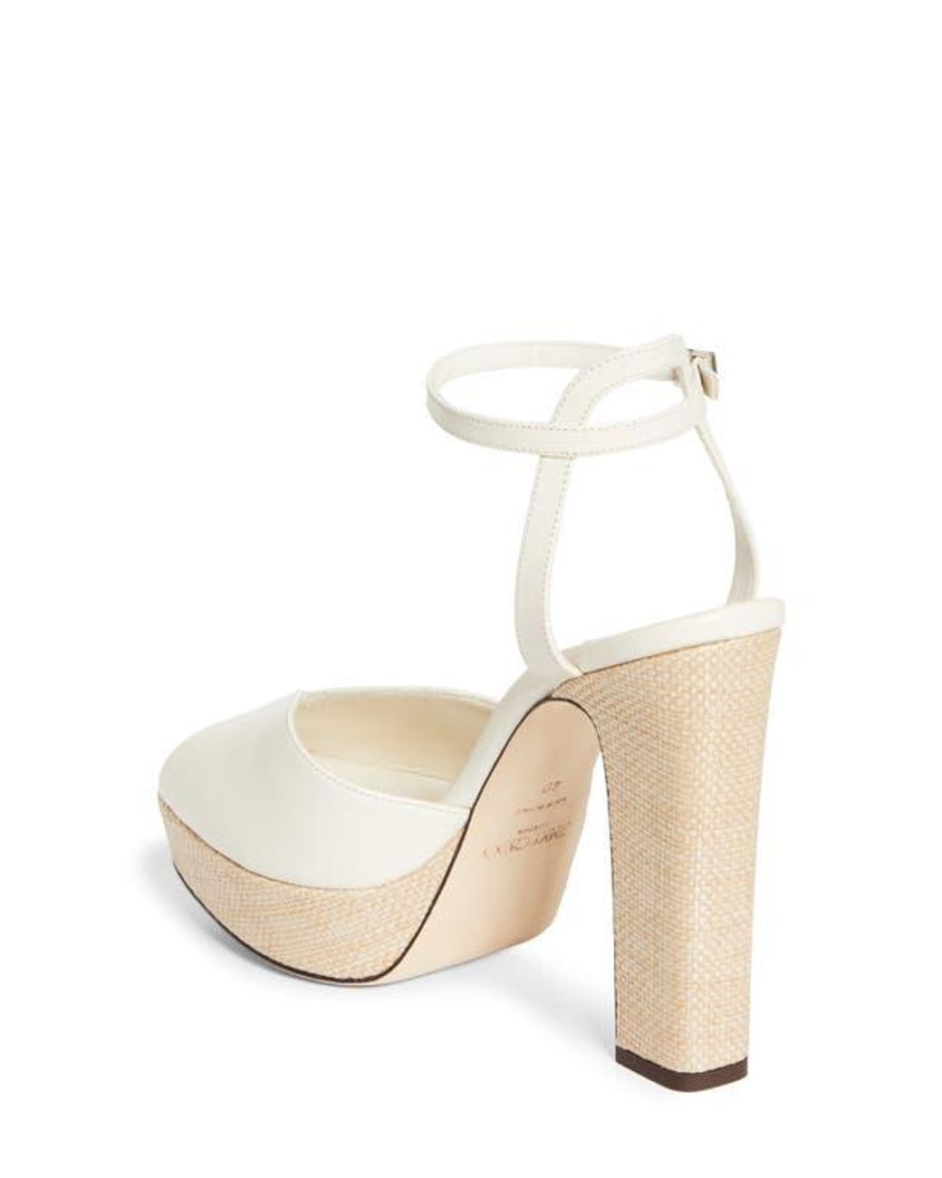 Jimmy Choo White Sacaria Ankle Strap Platform Sandal