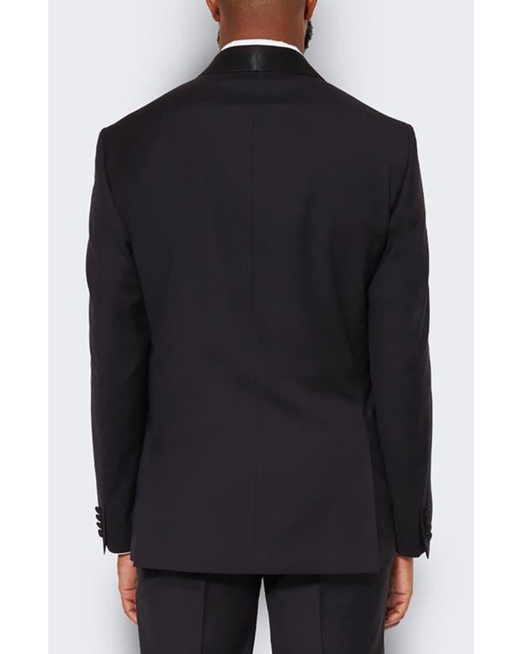 9tofive Blue Peak Lapel Solid Wool Tuxedo Jacket for men