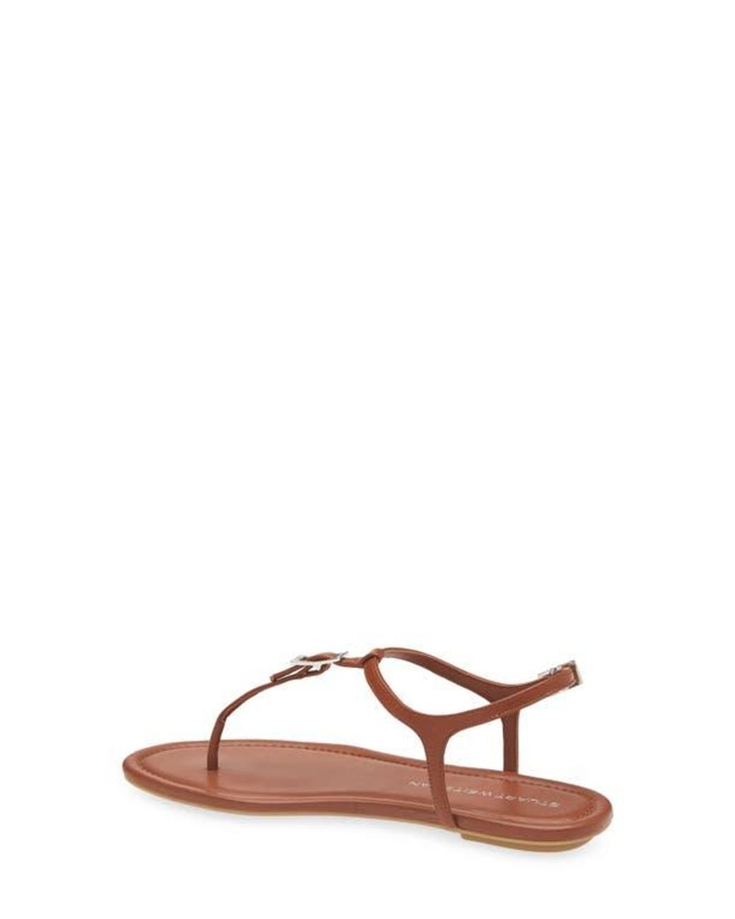 Stuart Weitzman Brown Georgie T-Strap Sandal