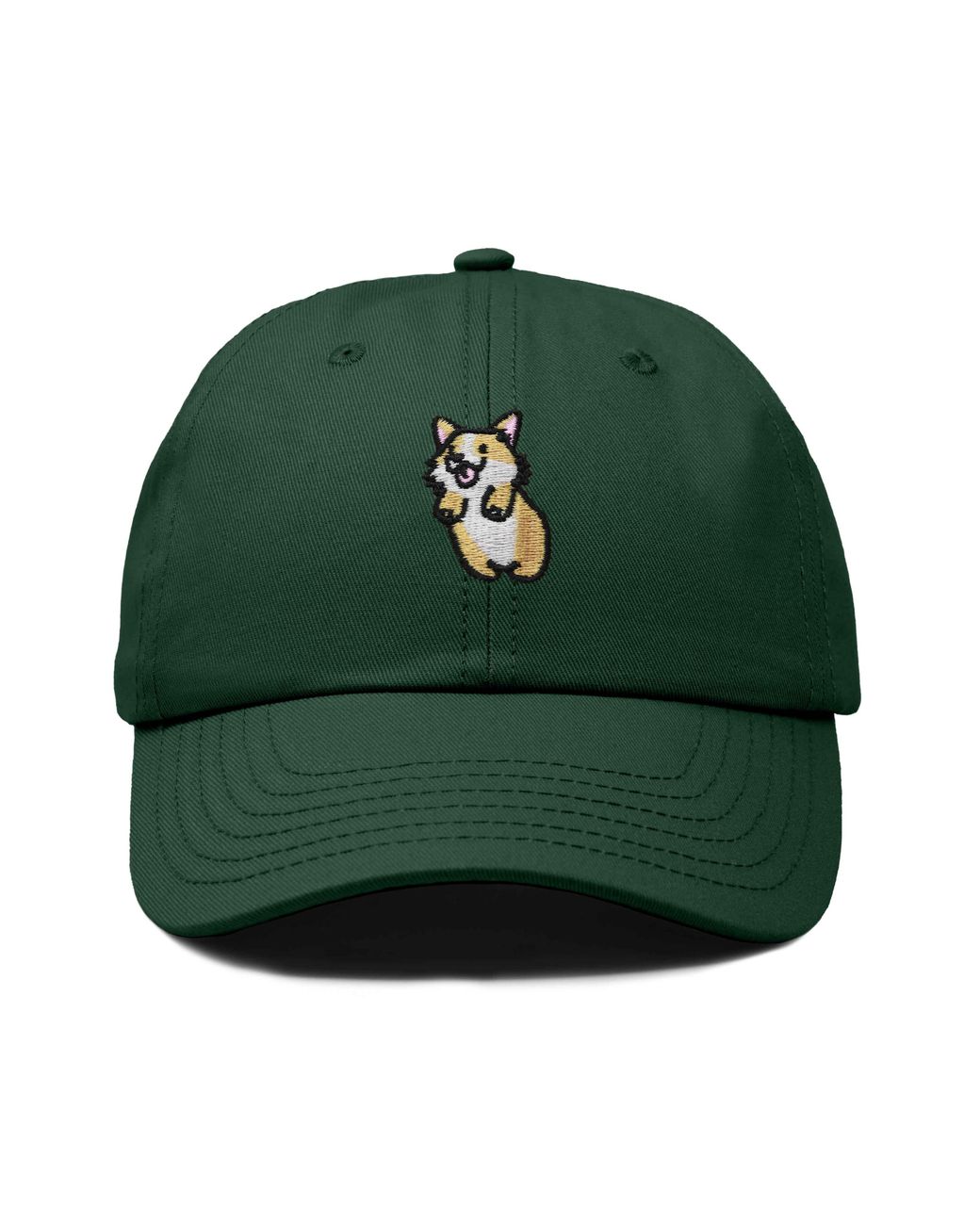 Alix Green Leaping Corgi Embroidered Cap