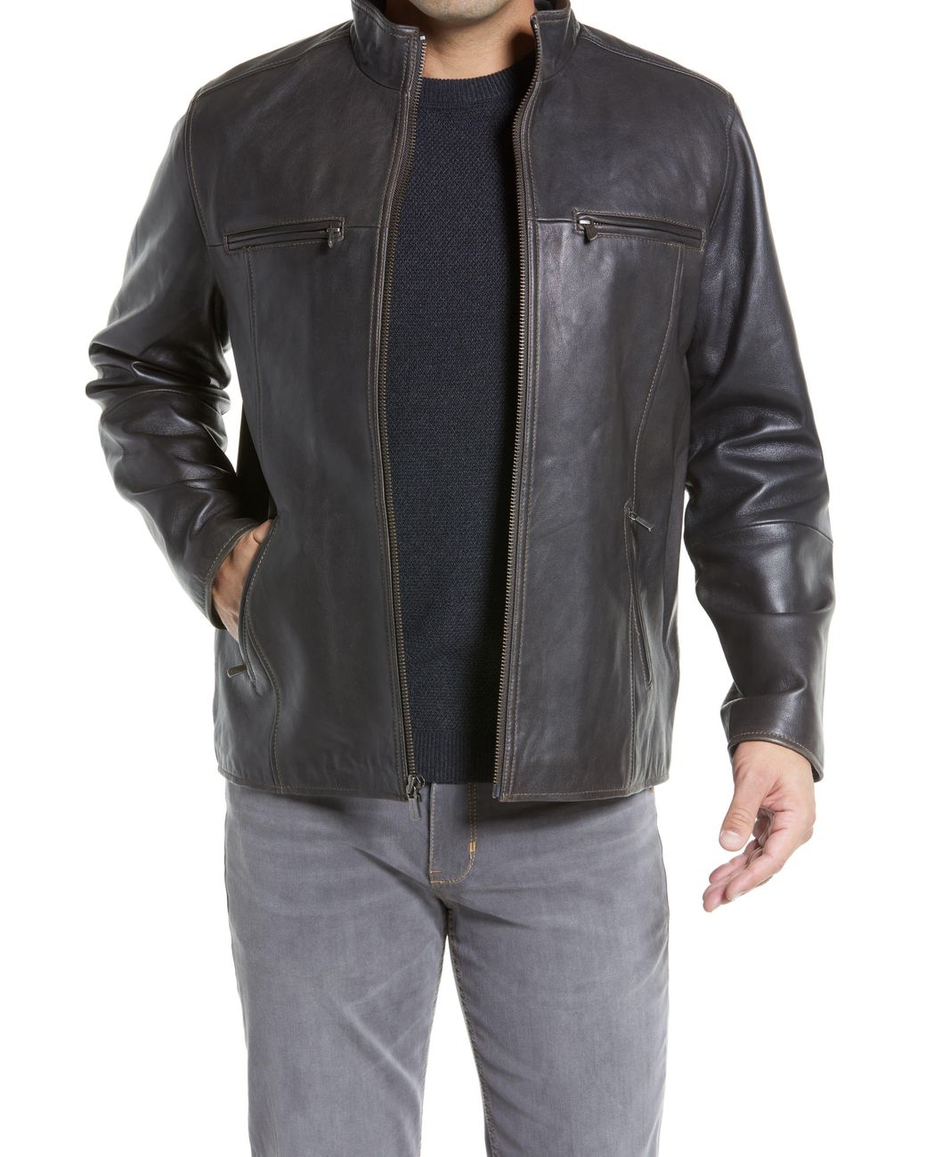 Tommy Bahama Rocker Highway Leather Jacket in Black for Men Lyst