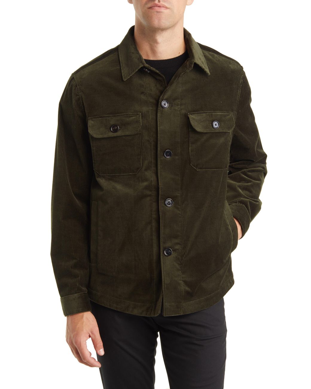 BOSS by HUGO BOSS Carper Cotton Stretch Corduroy Shirt Jacket in Green for  Men | Lyst