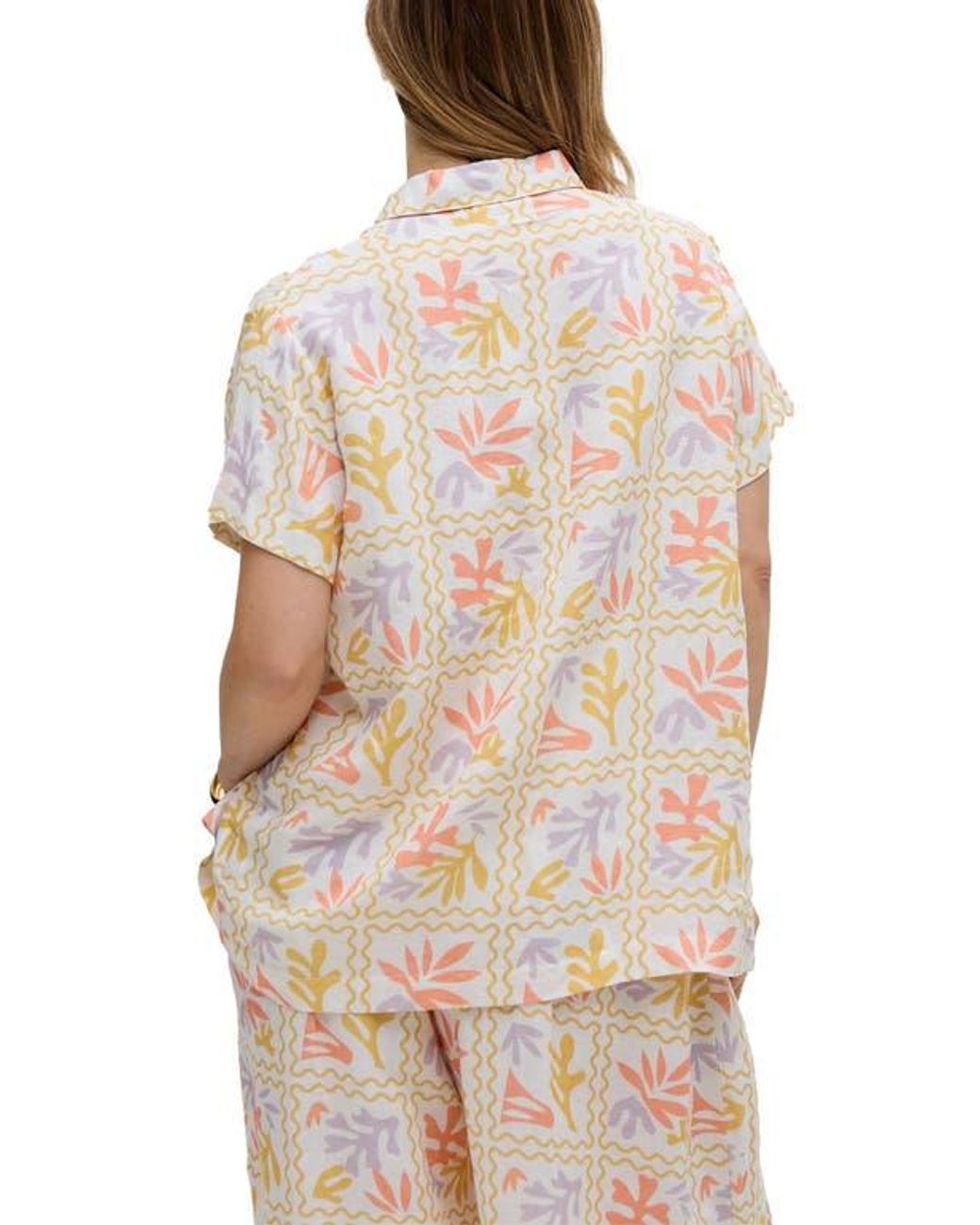 Raffya Natural Matisse Button Down Patchwork Floral Print Shirt