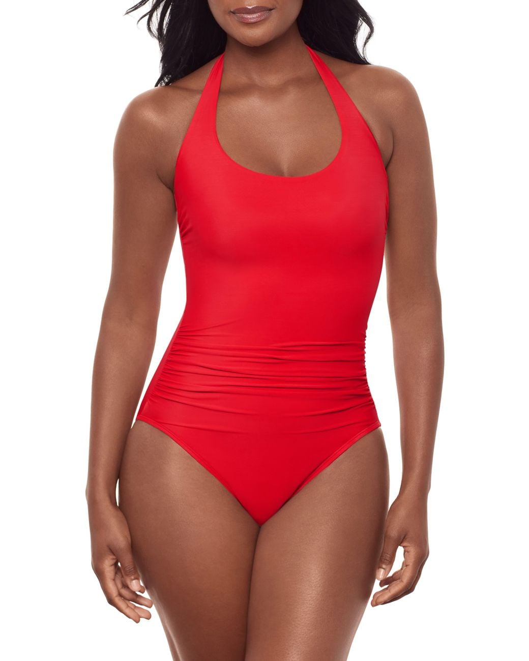 Miraclesuit Red Rock Solid Utopia One-Piece Halter Swimsuit